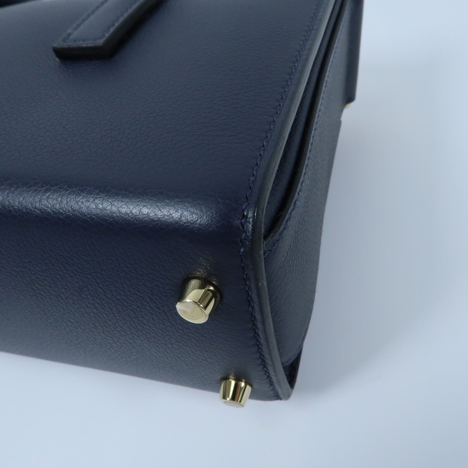 HERMES Evercolor皮革New Drag II金扣手挽肩背兩用袋Bleu Nuit