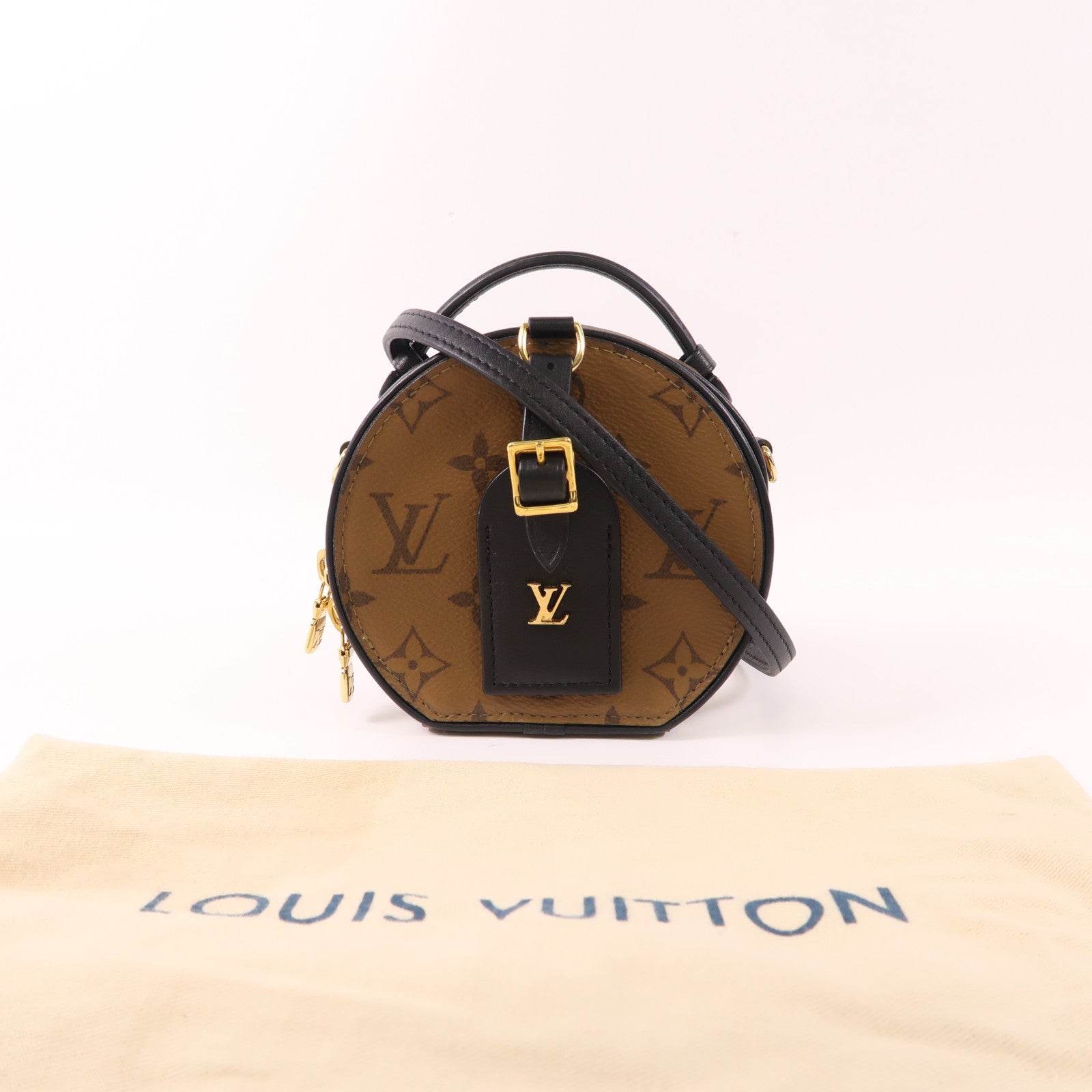 LOUIS VUITTON Monogram Reverse Mini Boite Chapeau金扣手挽肩背兩用袋