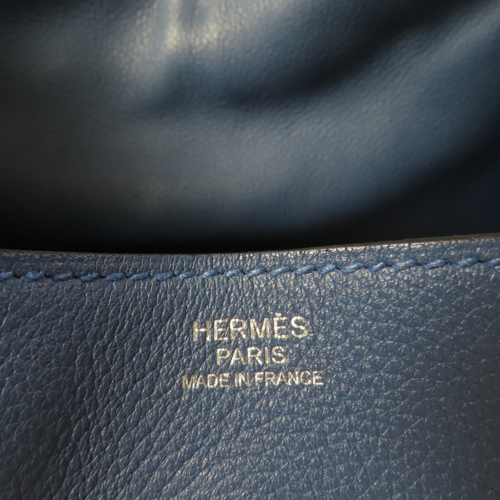 HERMES PHW Lindy 30 2way Shoulder Bag Evercolor Bleu Agate