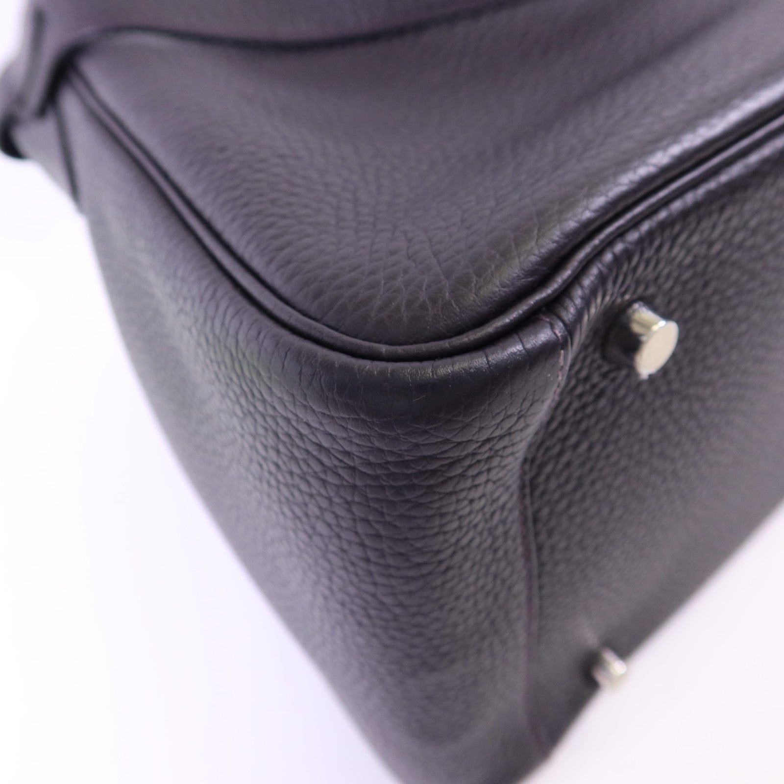 HERMES Clemence皮革Lindy 30銀扣手挽肩背兩用袋Prunoir