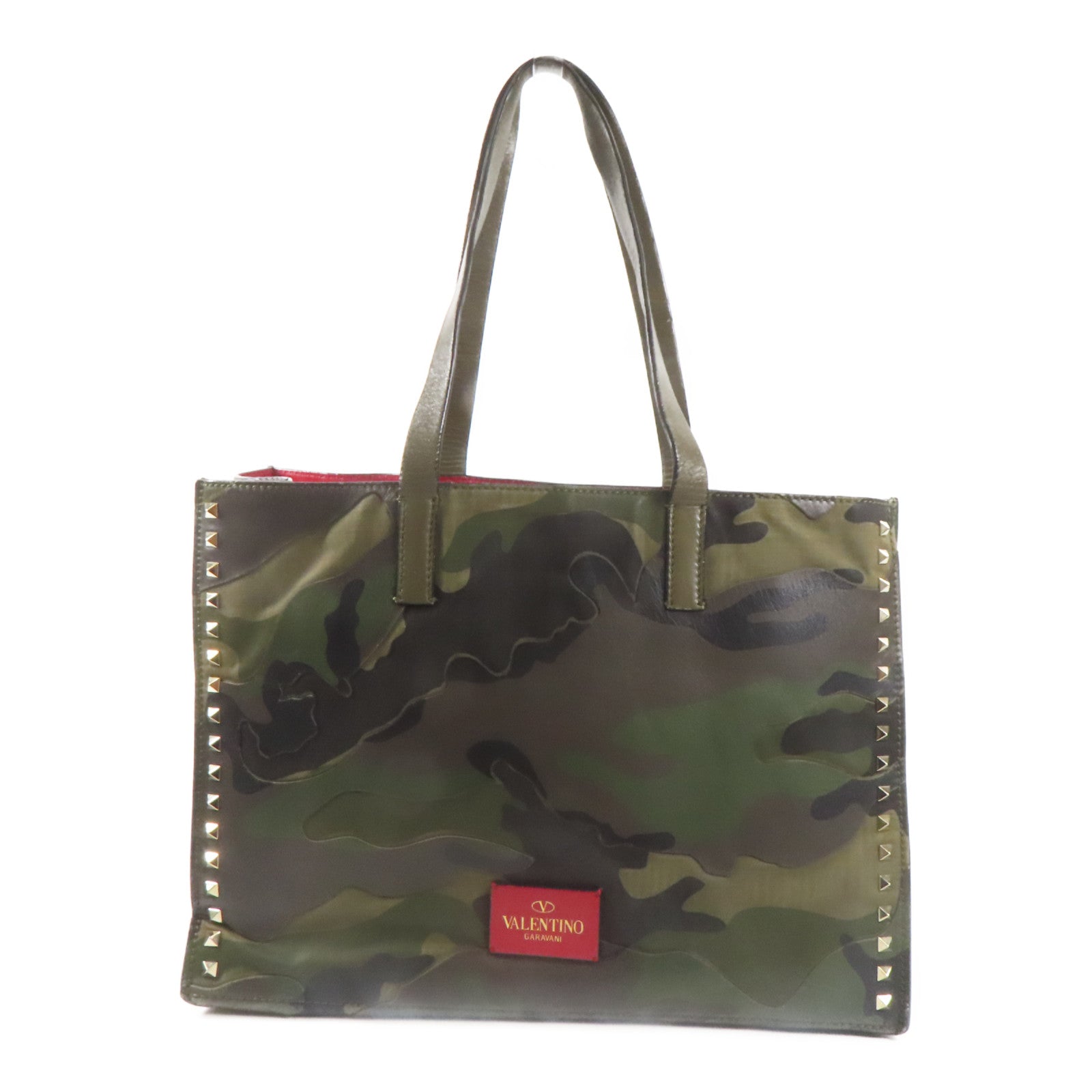 Valentino 帆布Tote Bag金扣手挽袋綠色