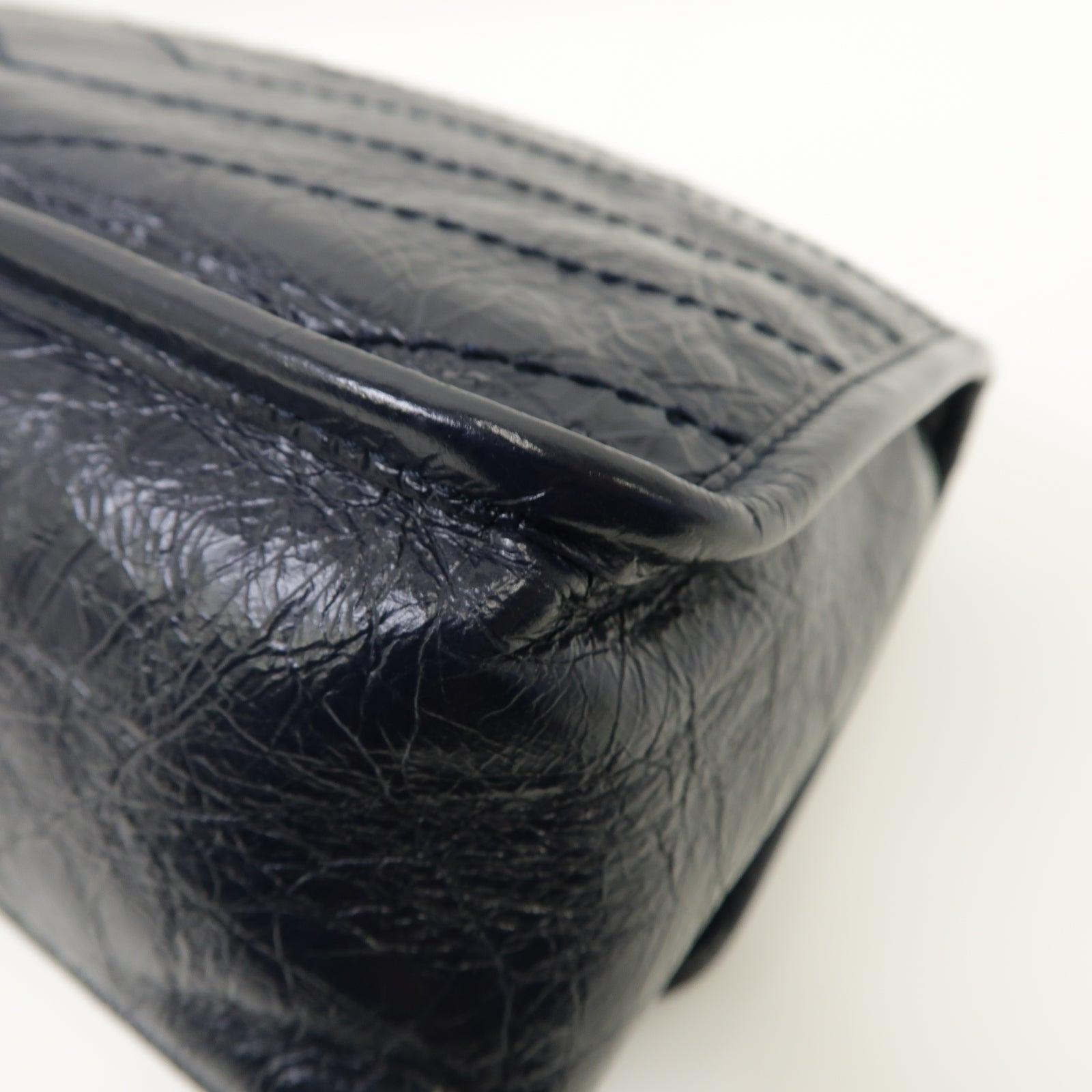SAINT LAURENT 牛皮皮革Mini Niki Chain Shoulder Bag銀扣鏈帶肩背袋藍色