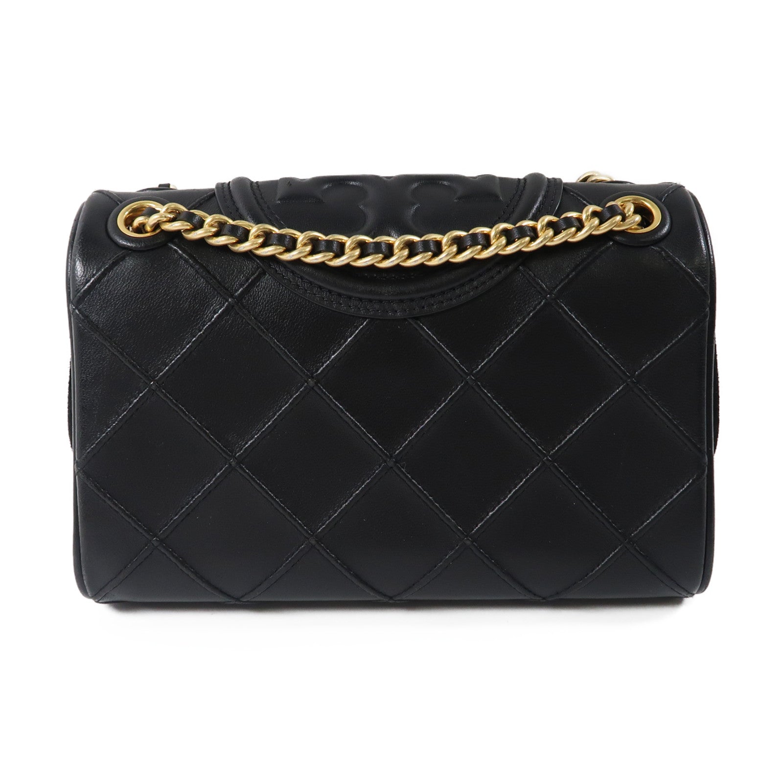 Tory Burch 牛皮皮革Small Fleming Soft Convertible Shoulder金扣鏈帶肩背袋黑色