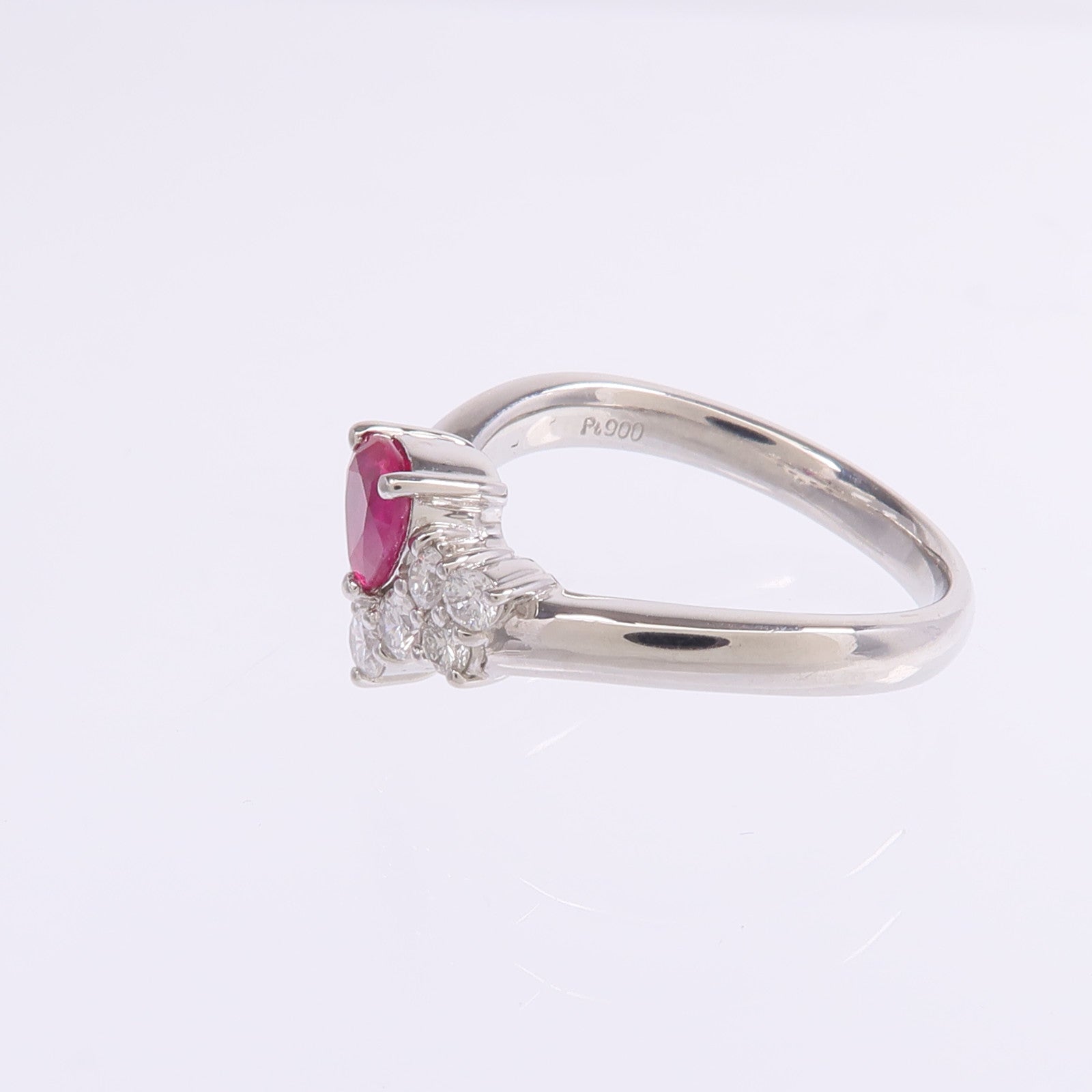 JEWELRY 【激減優惠】PT900鉑金Ruby Diamond Ring紅寶石/鑽石戒指US#6.25