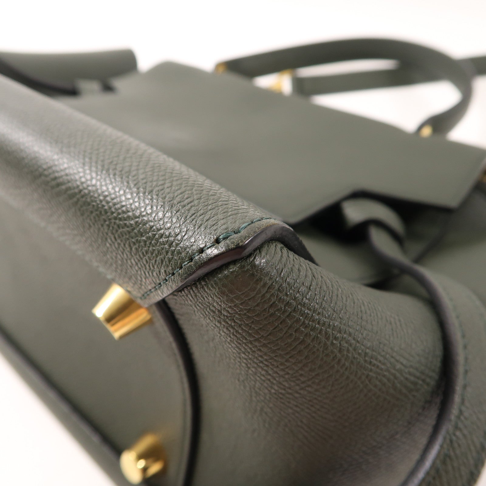 CELINE 牛皮皮革Mini Belt Bag金扣手挽肩背兩用袋深綠色
