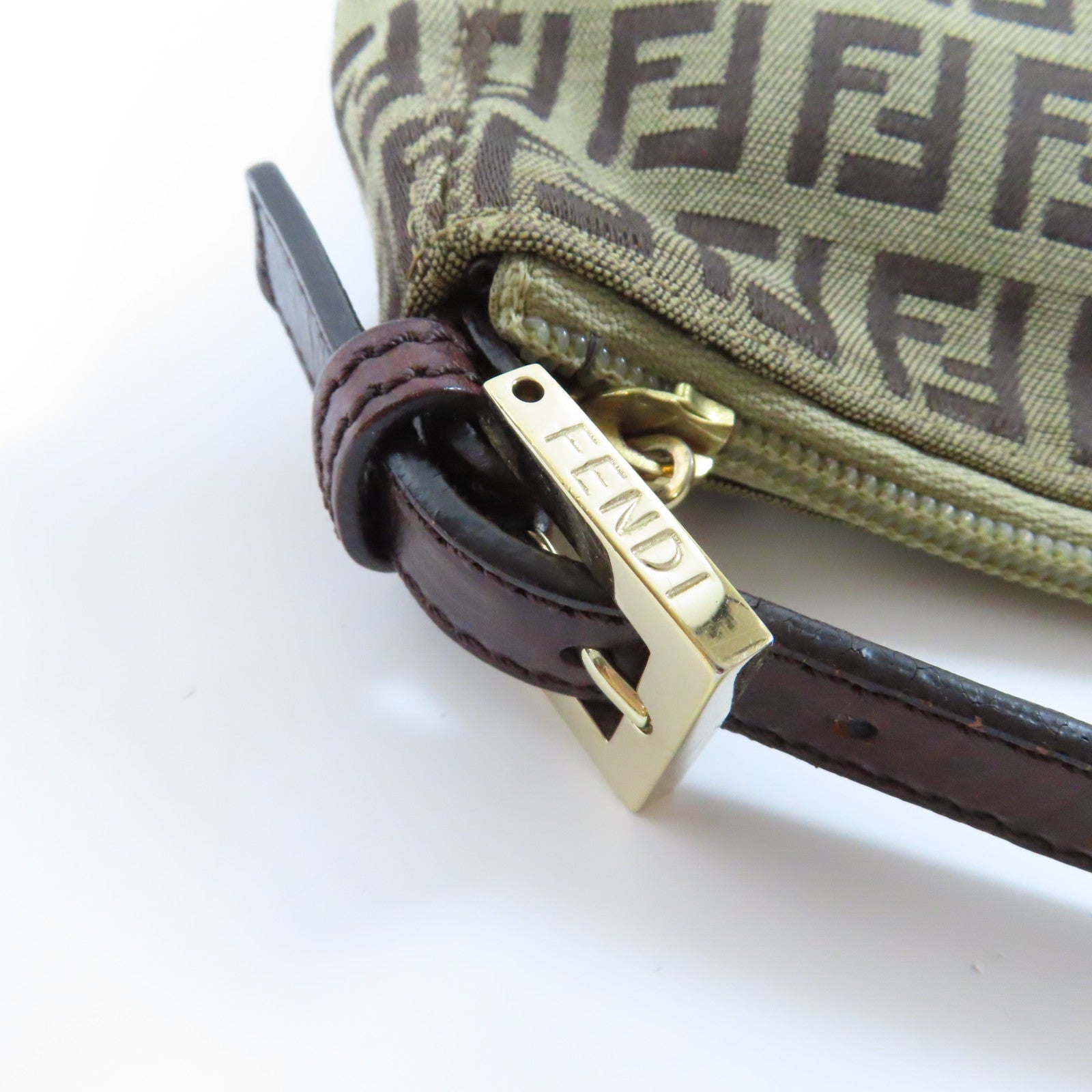 FENDI 帆布Zucchino金扣手挽袋啡色