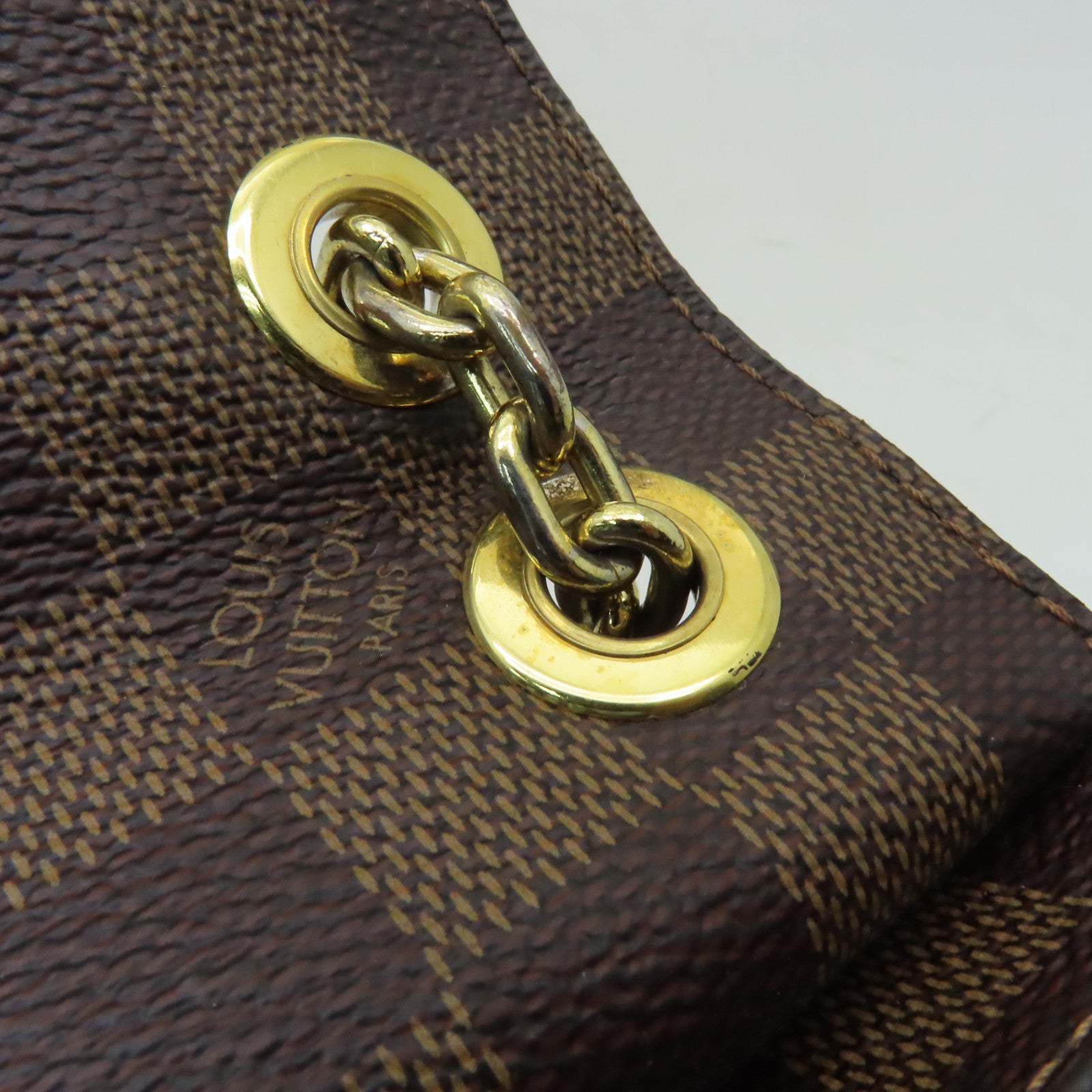 LOUIS VUITTON Damier Vavin PM金扣肩背袋啡色