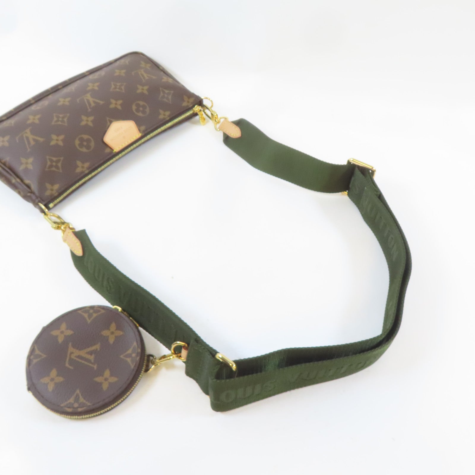 LOUIS VUITTON Monogram Multi Pochette金扣手挽肩背兩用袋啡色