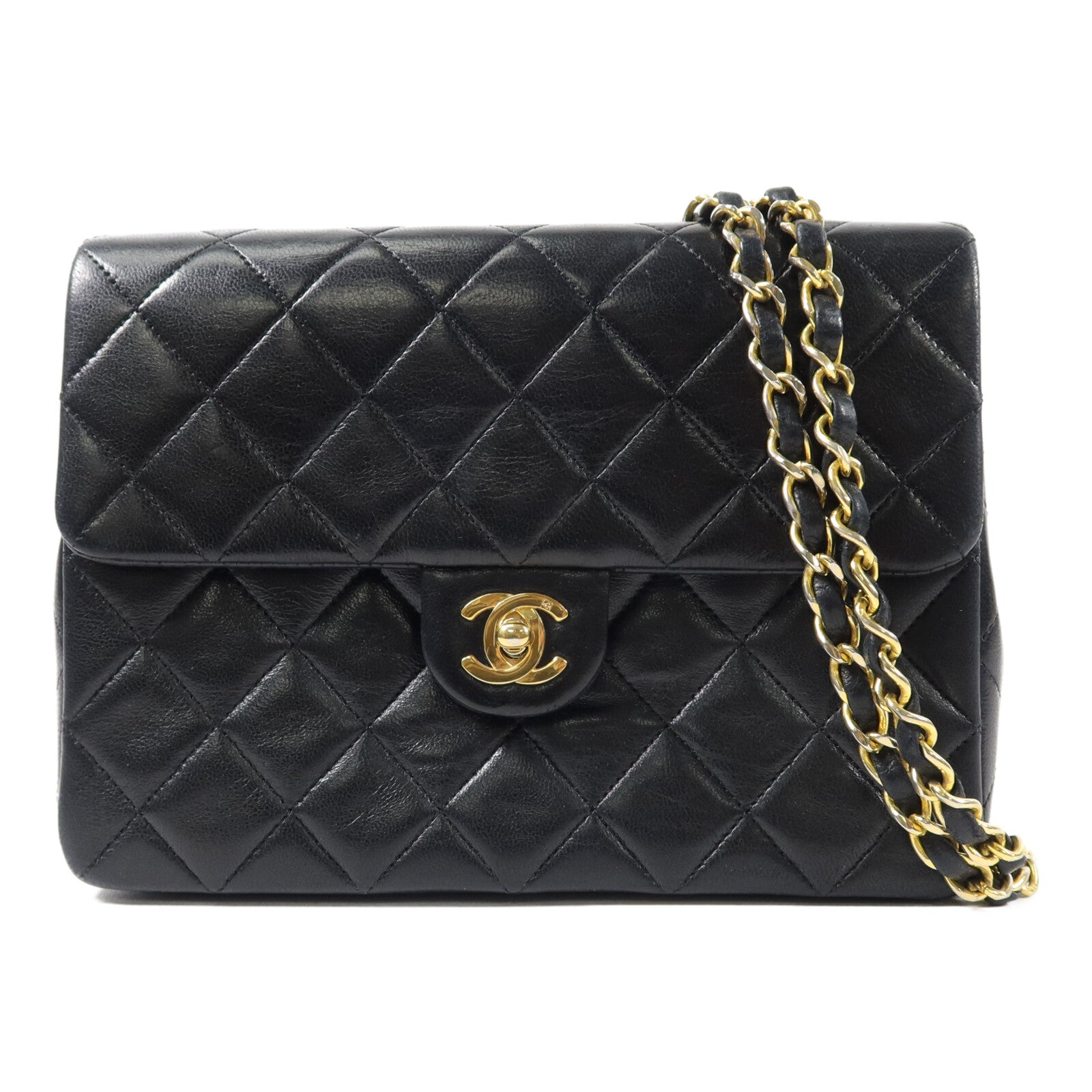 CHANEL 羊皮皮革Vintage Mini Classic Square鏈帶肩背袋