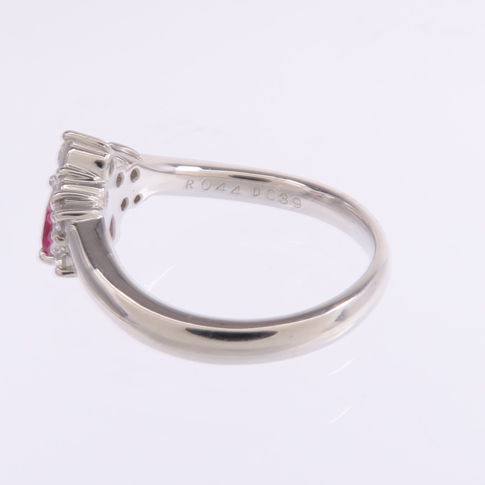 JEWELRY 【激減優惠】PT900鉑金Ruby Diamond Ring紅寶石/鑽石戒指US#6.25