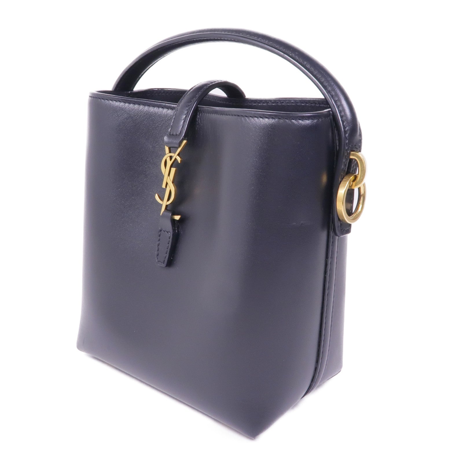 SAINT LAURENT 羊皮皮革LE 37 Mini Bucket Bag金扣手挽肩背兩用袋