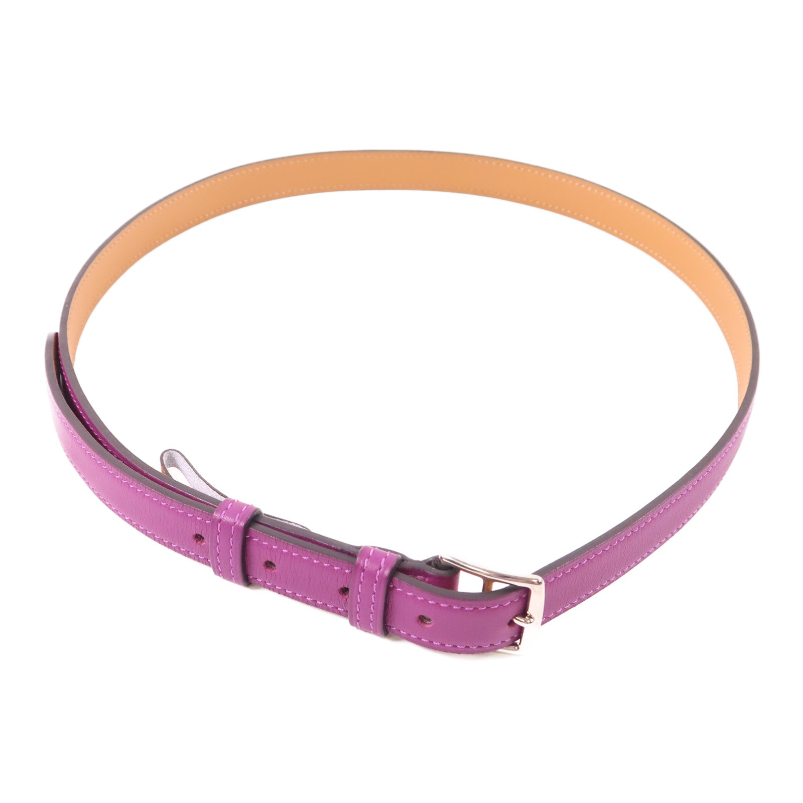HERMES PHW Etriviere Leather Belt Swift Leather Anemone