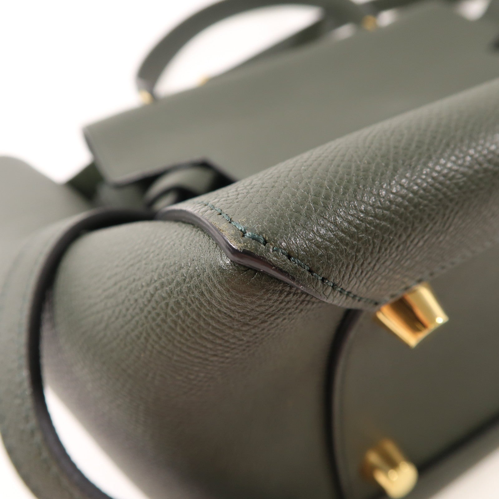 CELINE 牛皮皮革Mini Belt Bag金扣手挽肩背兩用袋深綠色