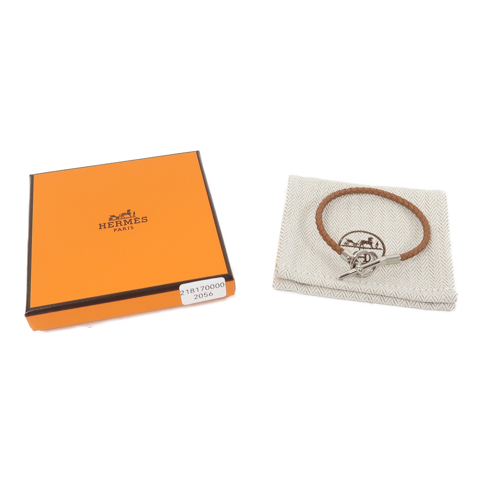 HERMES 牛皮皮革Glenan Bracelet手鏈啡色