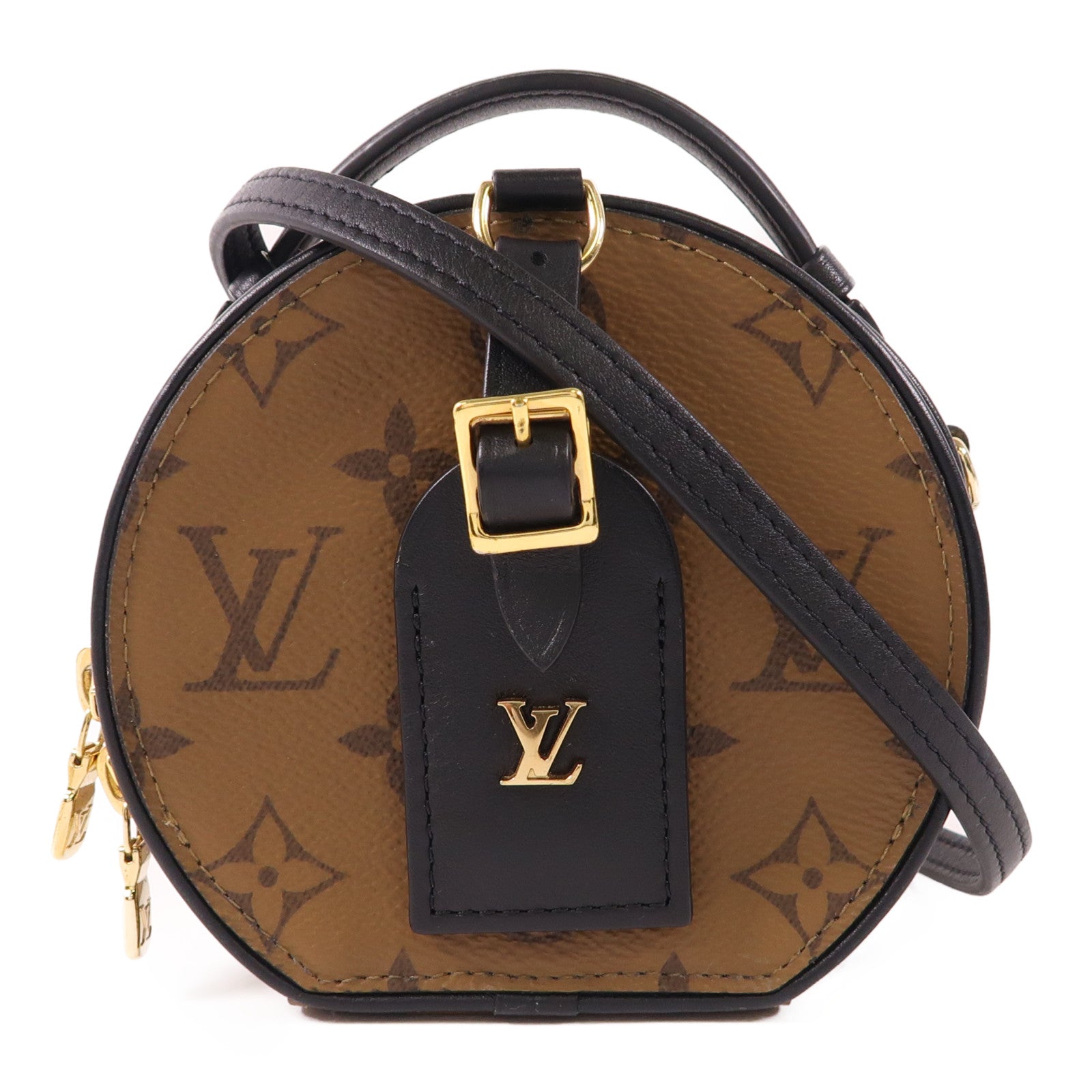 LOUIS VUITTON Monogram Reverse Mini Boite Chapeau金扣手挽肩背兩用袋