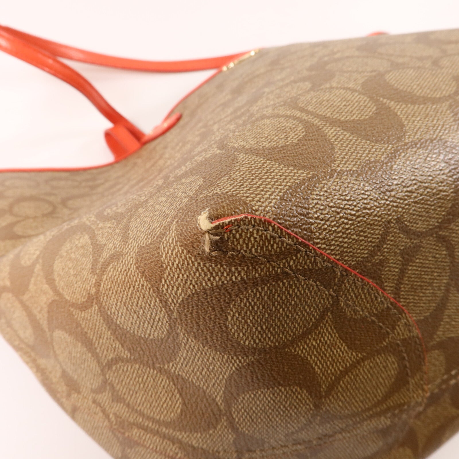 COACH 塗層帆布/牛皮皮革Tote Bag手挽袋