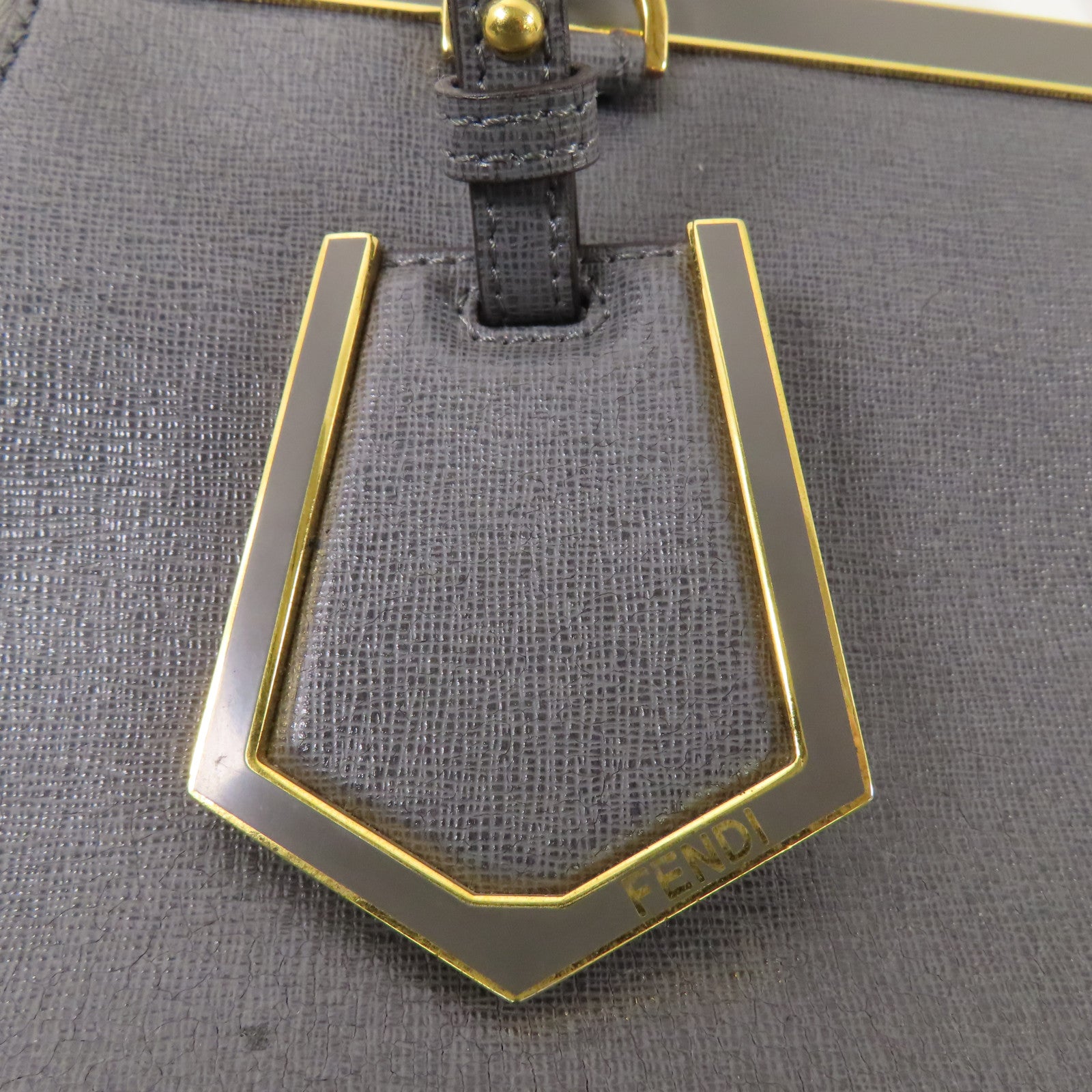 FENDI GHW 2 Jours 2 Way Shoulder Bag 8BH250 Calfskin Leather Grey