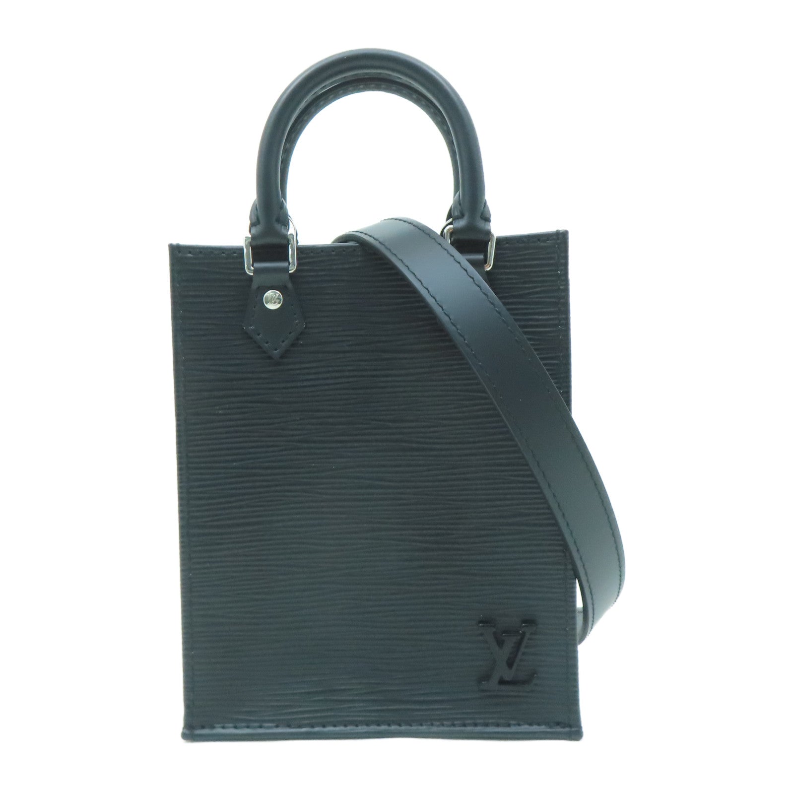 LOUIS VUITTON 【激減優惠】Epi Petit Sac Plat銀扣手挽肩背兩用袋黑色