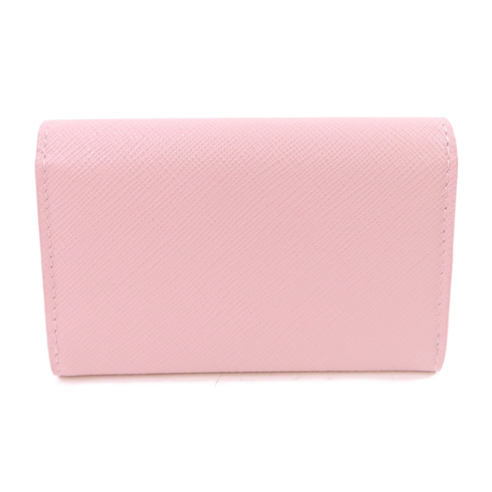 PRADA Saffiano皮革Card Case銀扣卡片套粉紅色