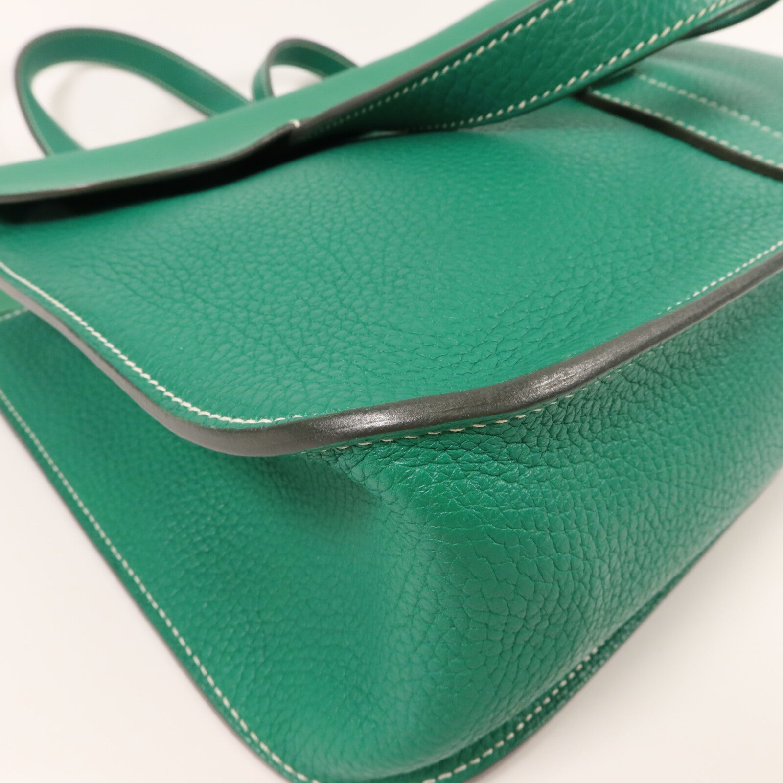 HERMES Clemence皮革Halzan 31手挽肩背兩用袋Vert Vertigo
