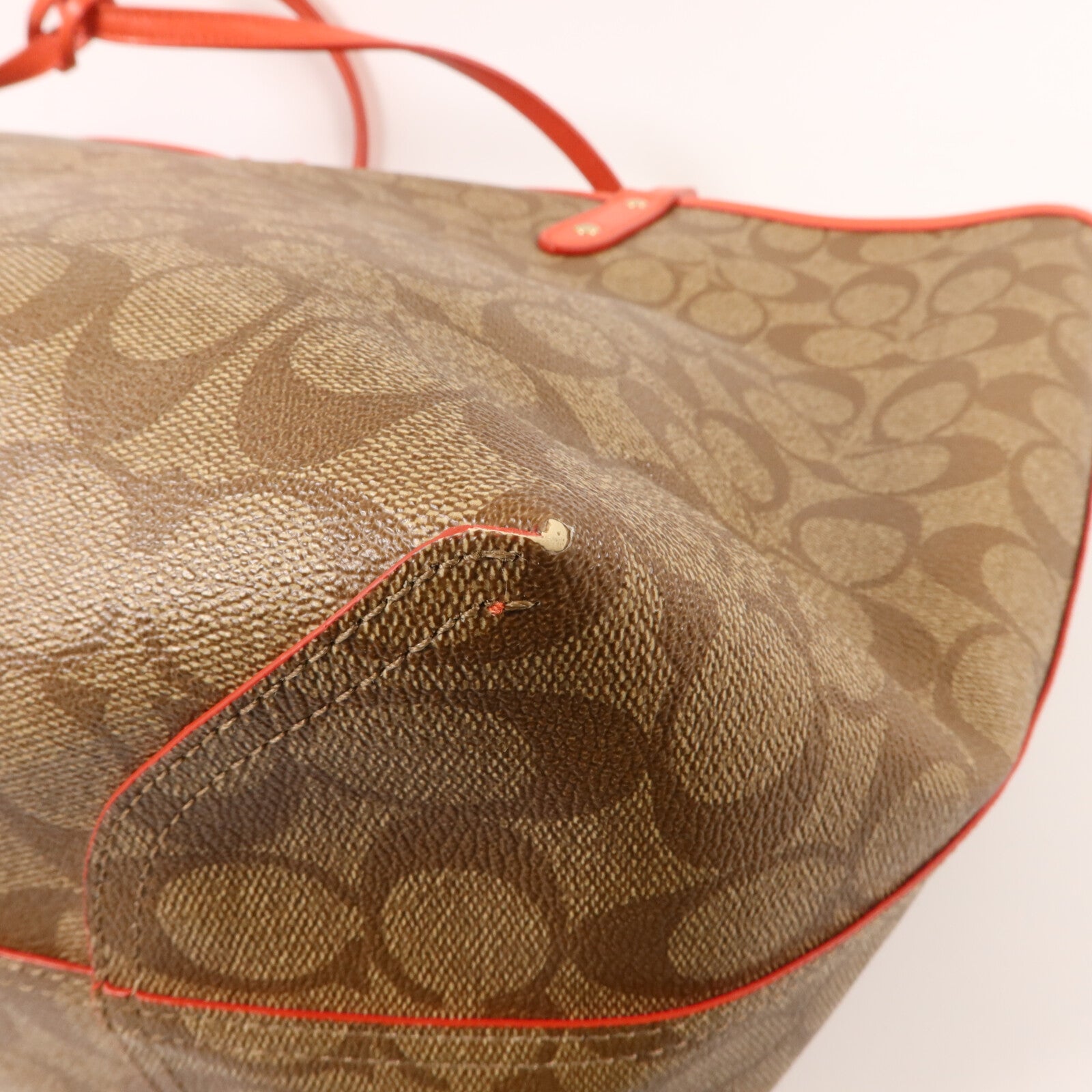 COACH 塗層帆布/牛皮皮革Tote Bag手挽袋