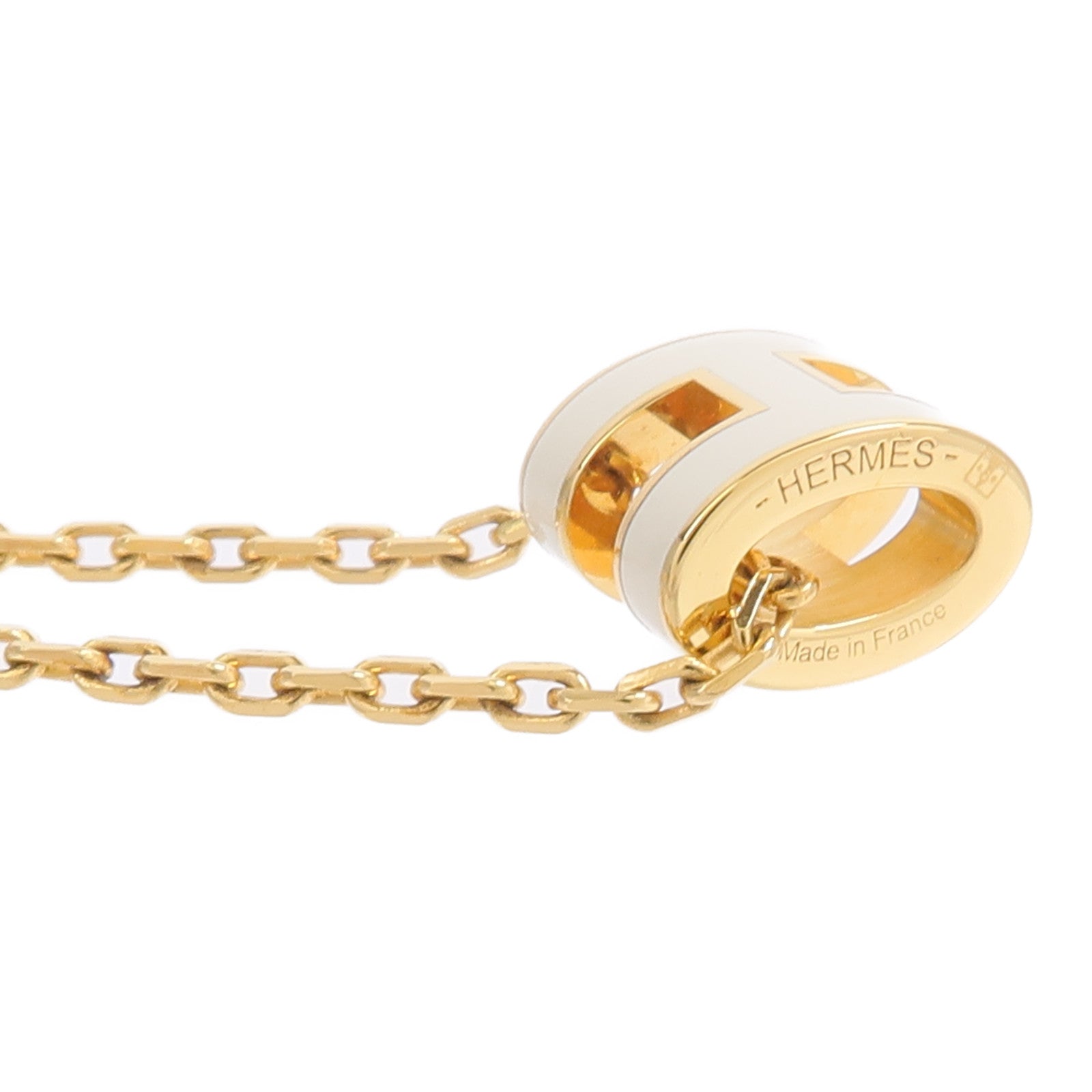 HERMES 金屬Mini Pop H Pendant項鍊Blanc