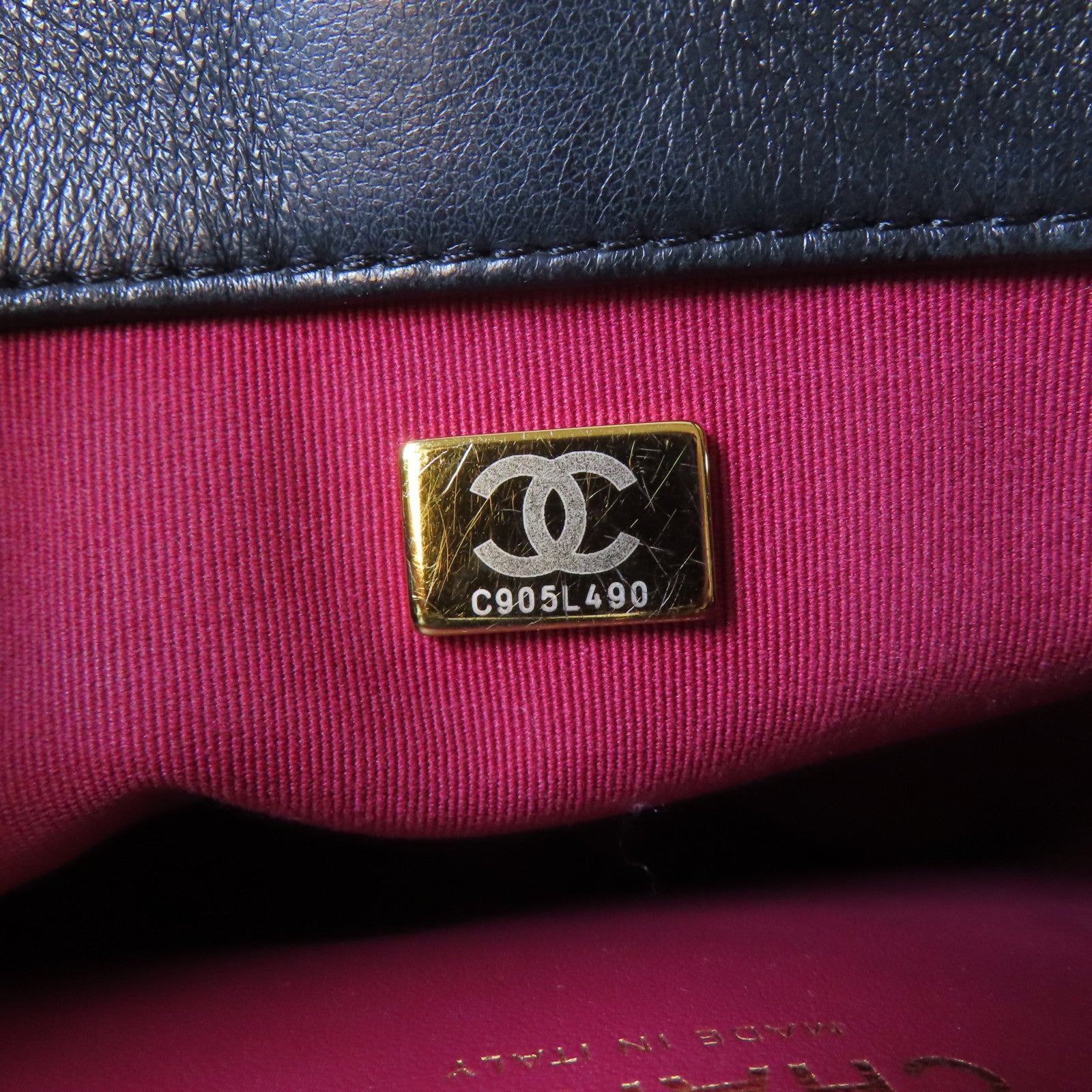 CHANEL 【激減優惠】菱格羊皮皮革Chain Shoulder Bag金扣鏈帶肩背袋深藍色
