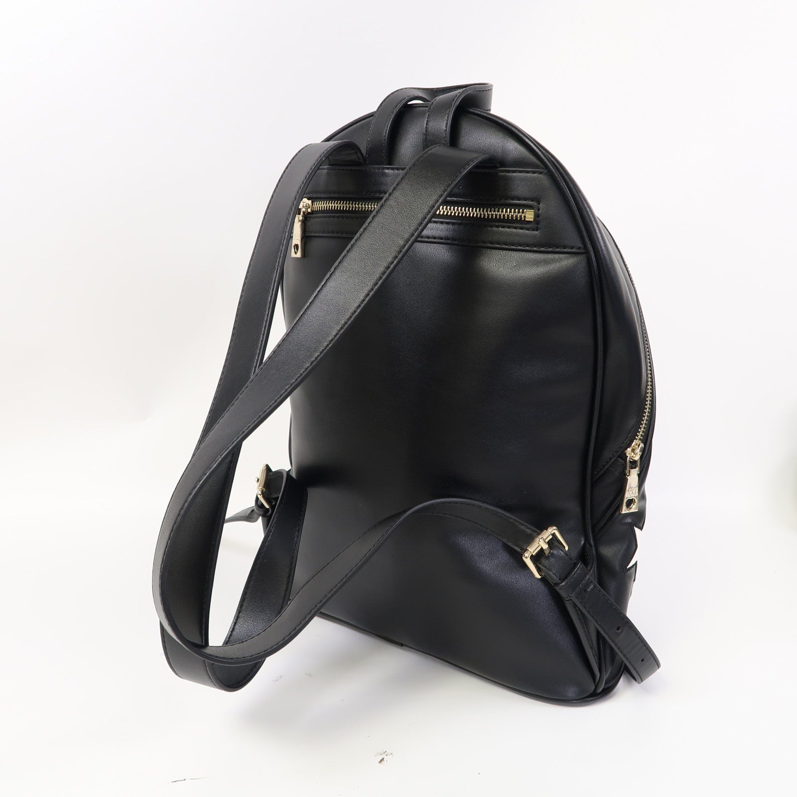 MOSCHINO 皮革Love Moschino Backpack金扣背包黑色