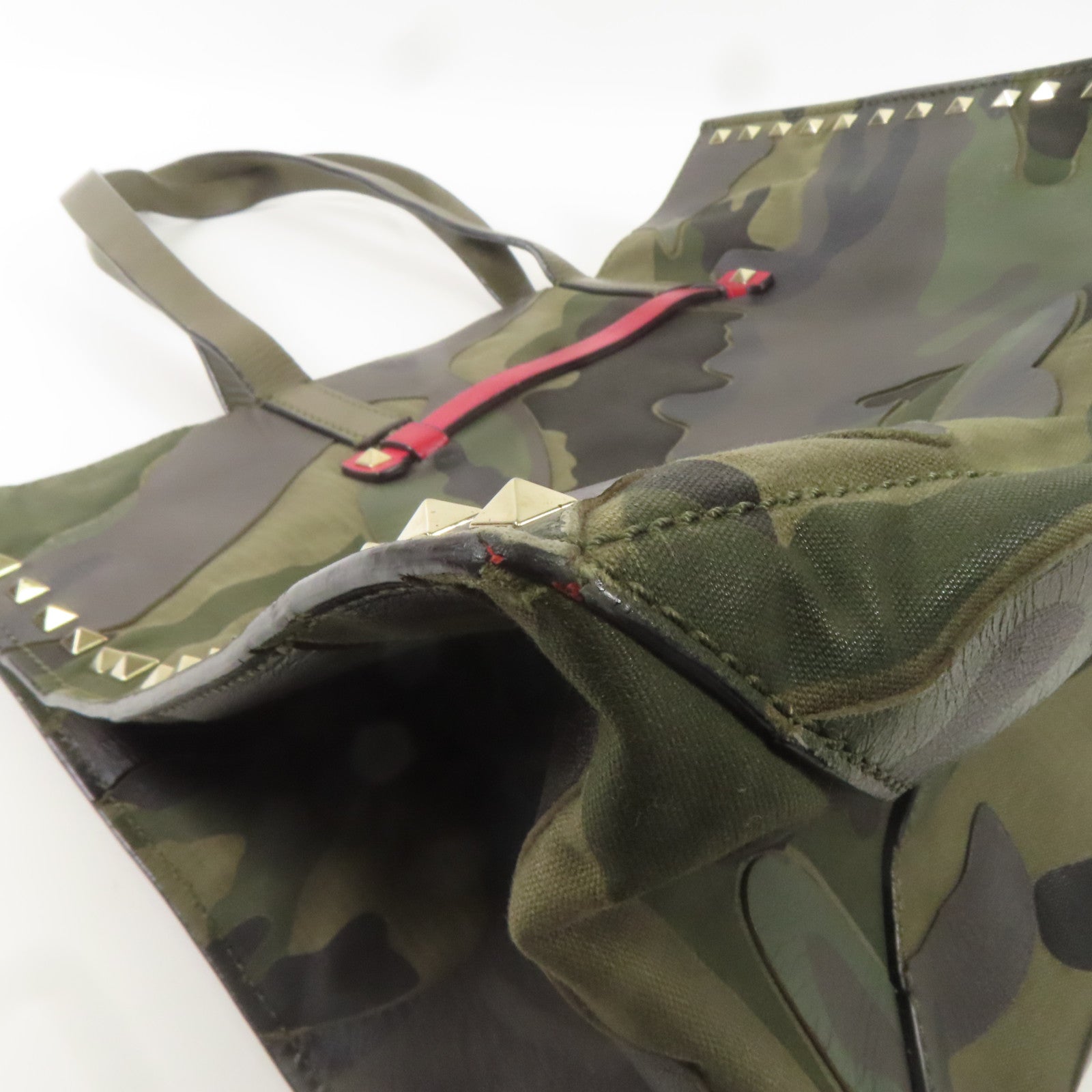 Valentino 帆布Tote Bag金扣手挽袋綠色