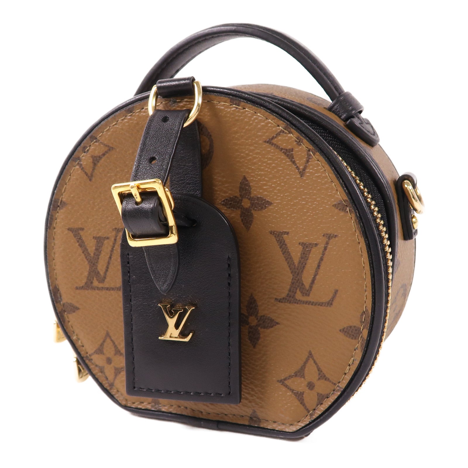 LOUIS VUITTON Monogram Reverse Mini Boite Chapeau金扣手挽肩背兩用袋