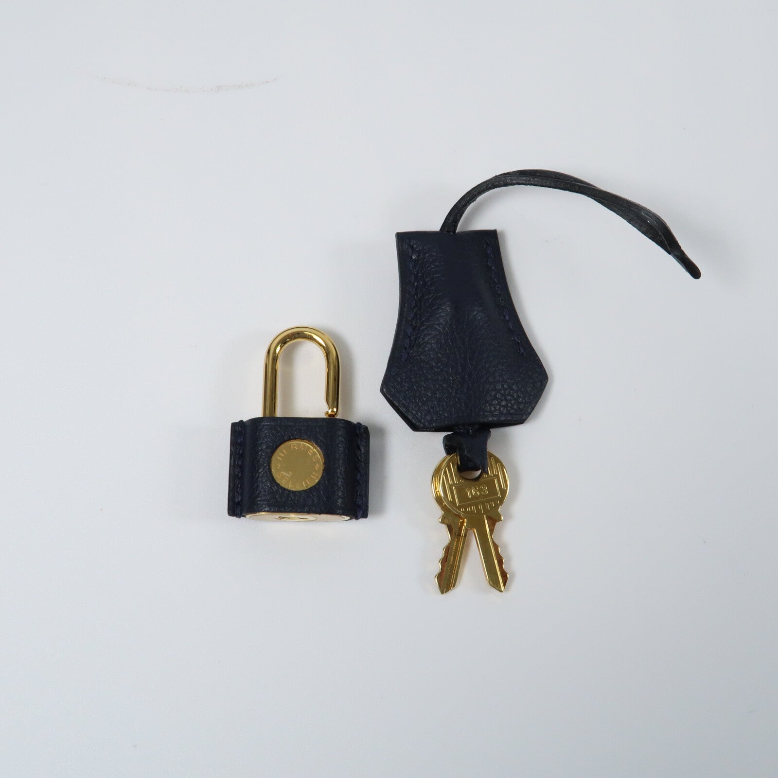 HERMES Evercolor皮革New Drag II金扣手挽肩背兩用袋Bleu Nuit