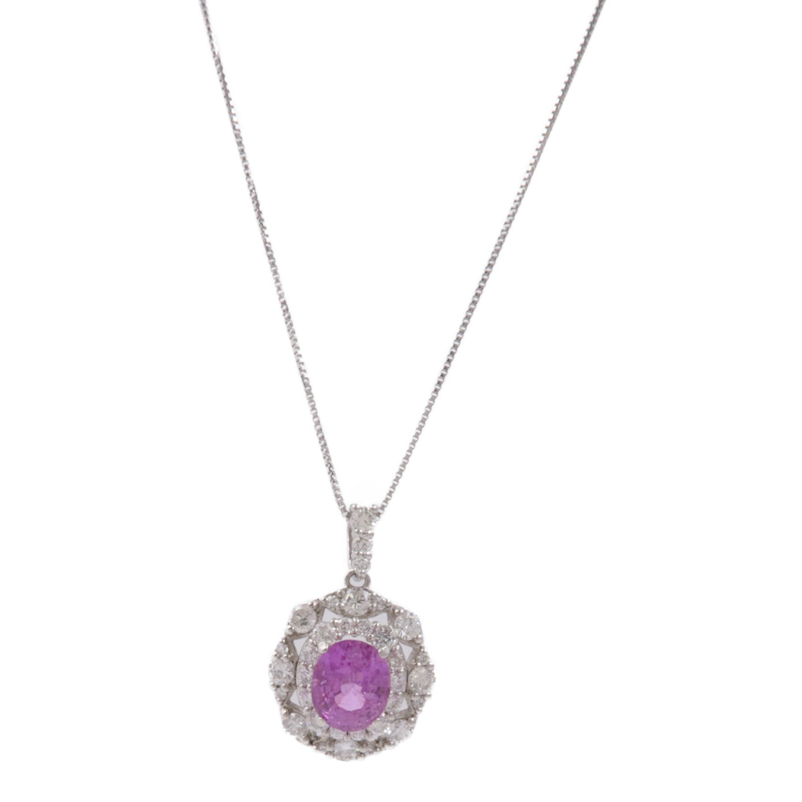 JEWELRY 鉑金Sapphire Diamond Necklace粉紅藍寶石/鑽石項鍊
