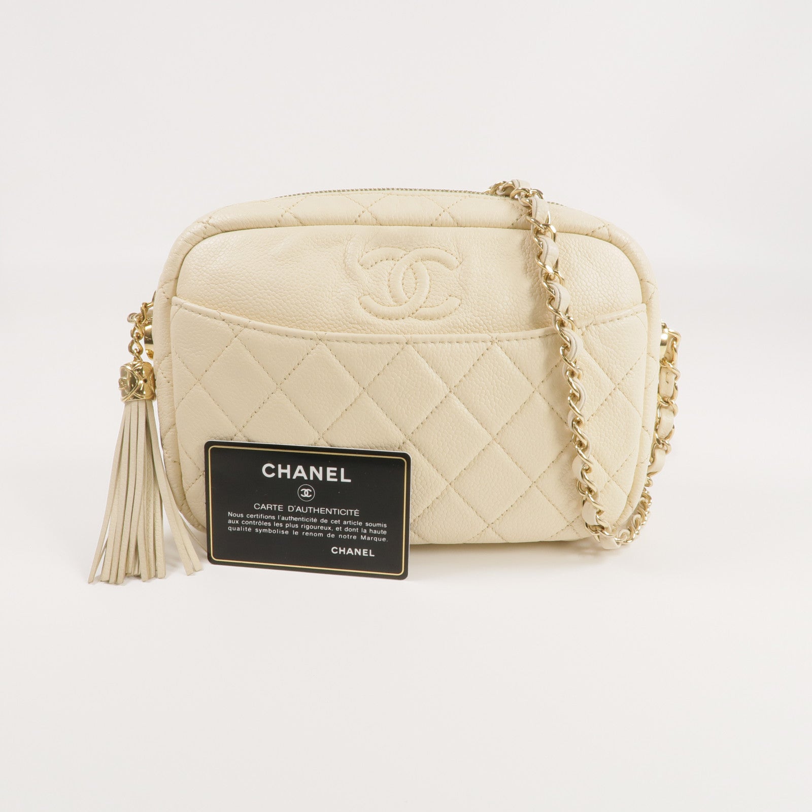 CHANEL 牛皮皮革Chain Shoulder Bag金扣鏈帶肩背袋