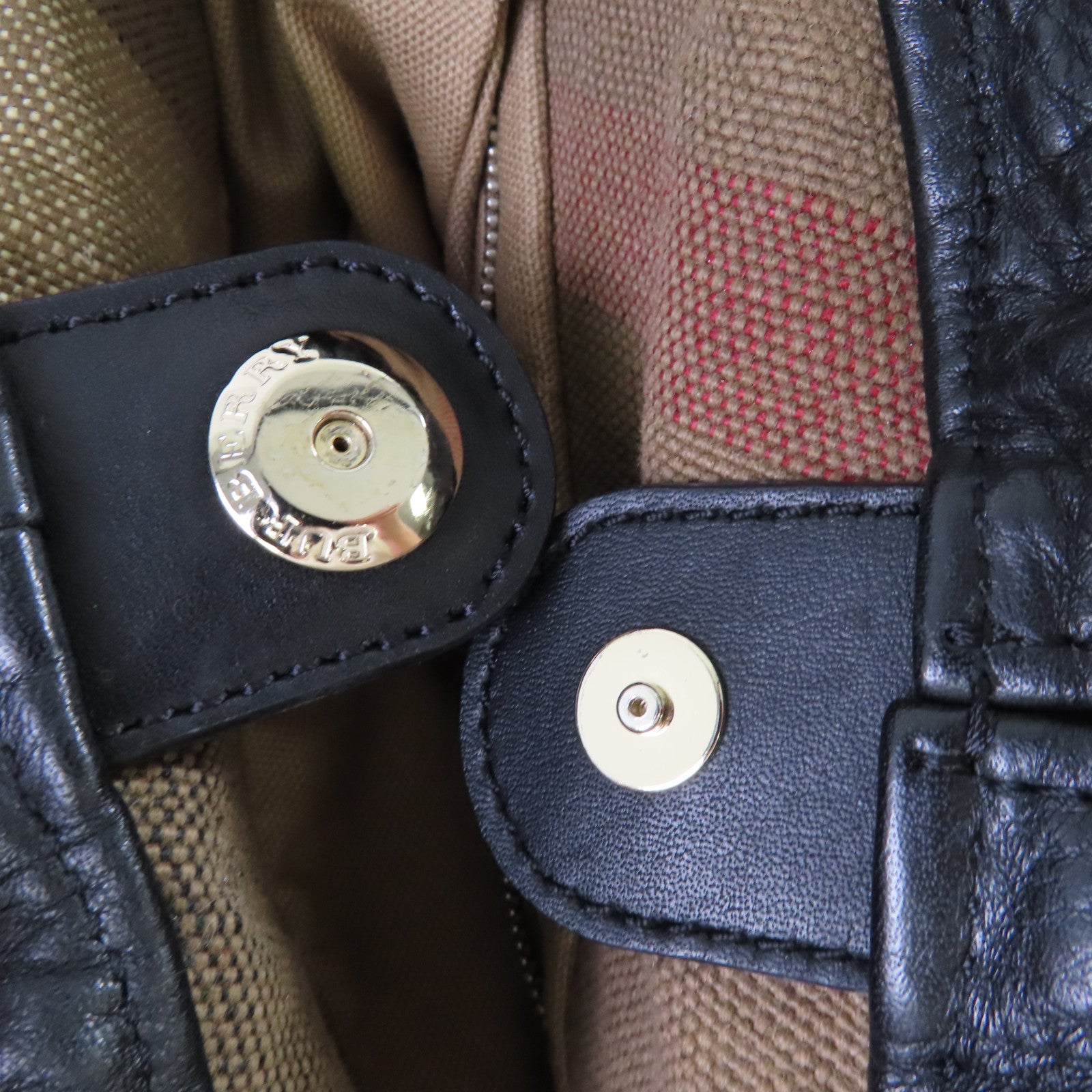BURBERRY 【激減優惠】牛皮皮革Bucket 2Way Bag銀扣手挽肩背兩用袋黑色