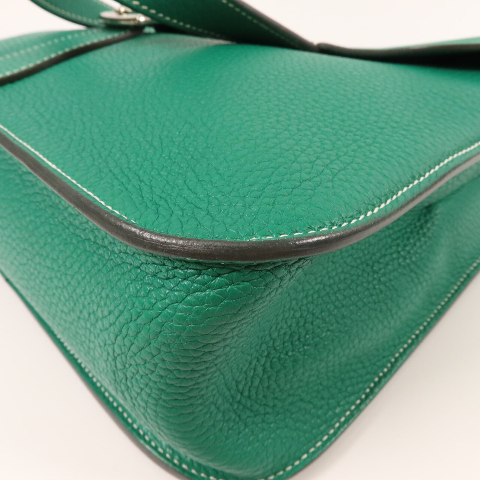 HERMES Clemence皮革Halzan 31手挽肩背兩用袋Vert Vertigo