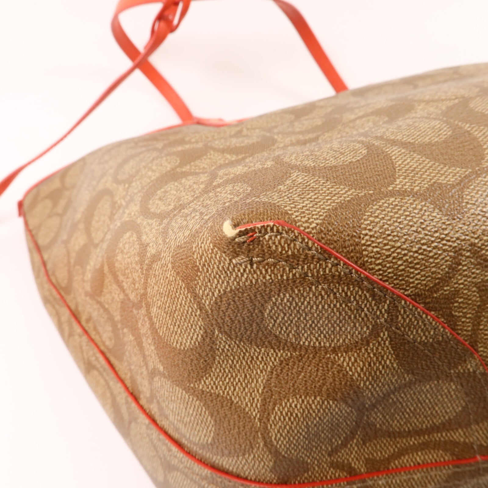 COACH 塗層帆布/牛皮皮革Tote Bag手挽袋