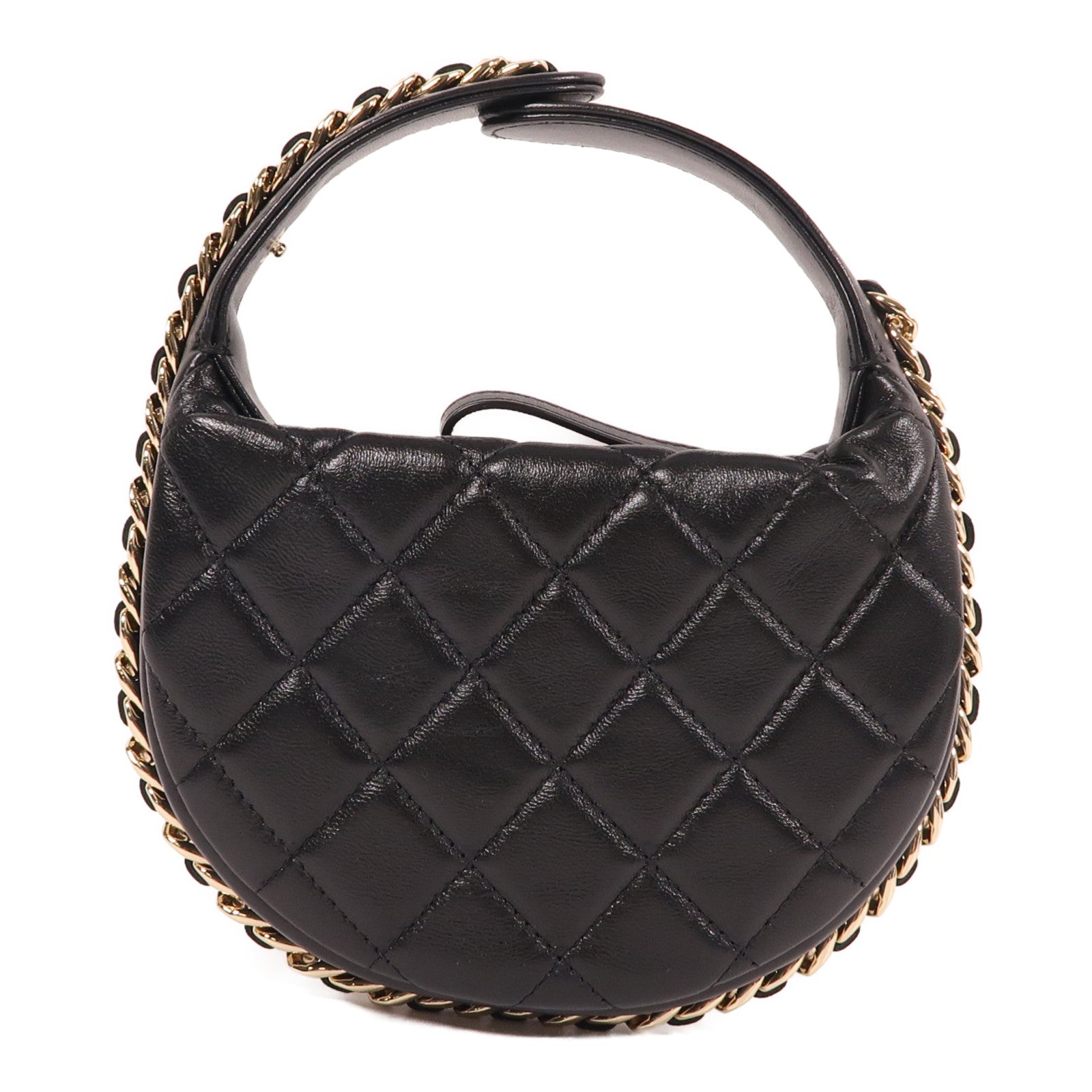 CHANEL 羊皮皮革Mini Bag Pouch銀扣手拿包黑色