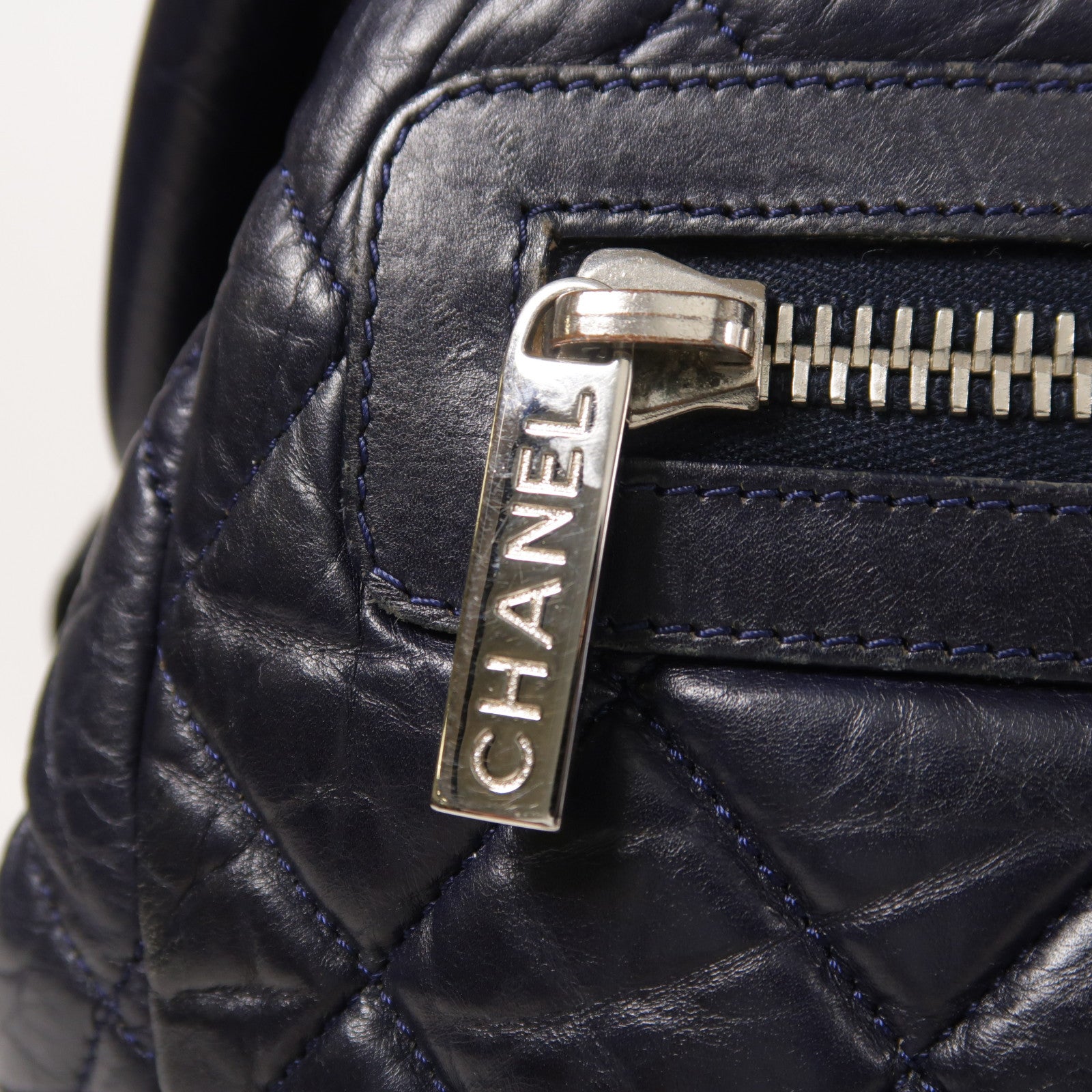 CHANEL CC SHW CoCo CoCoon Hand Bag Calfskin Leather Blue