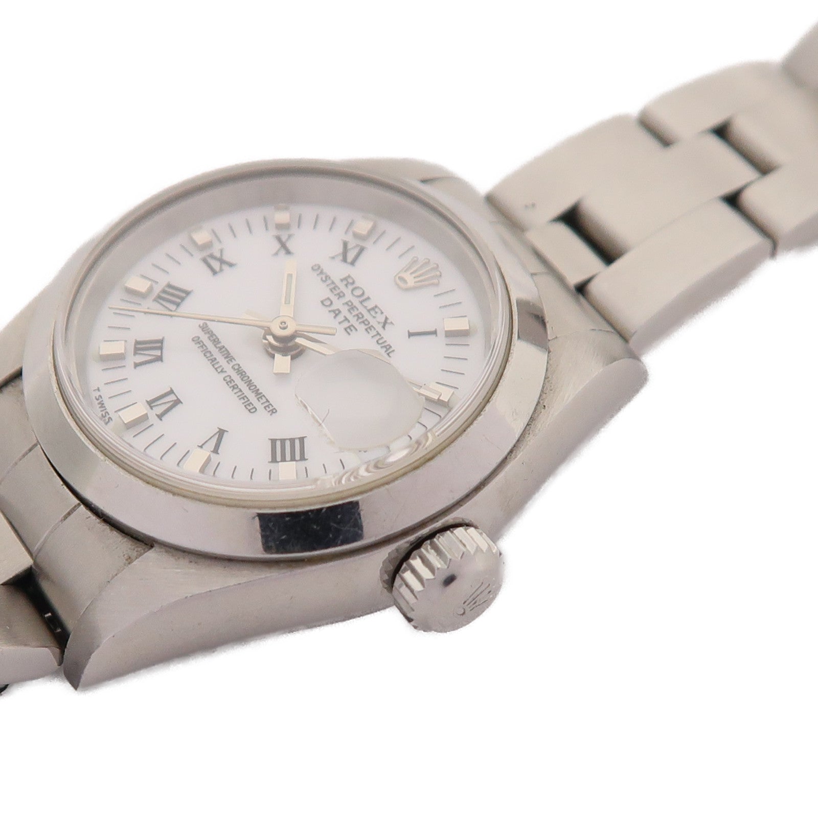 ROLEX Oyster Perpetual Lady Date Automatic Watch 69160 Stainless Steel White