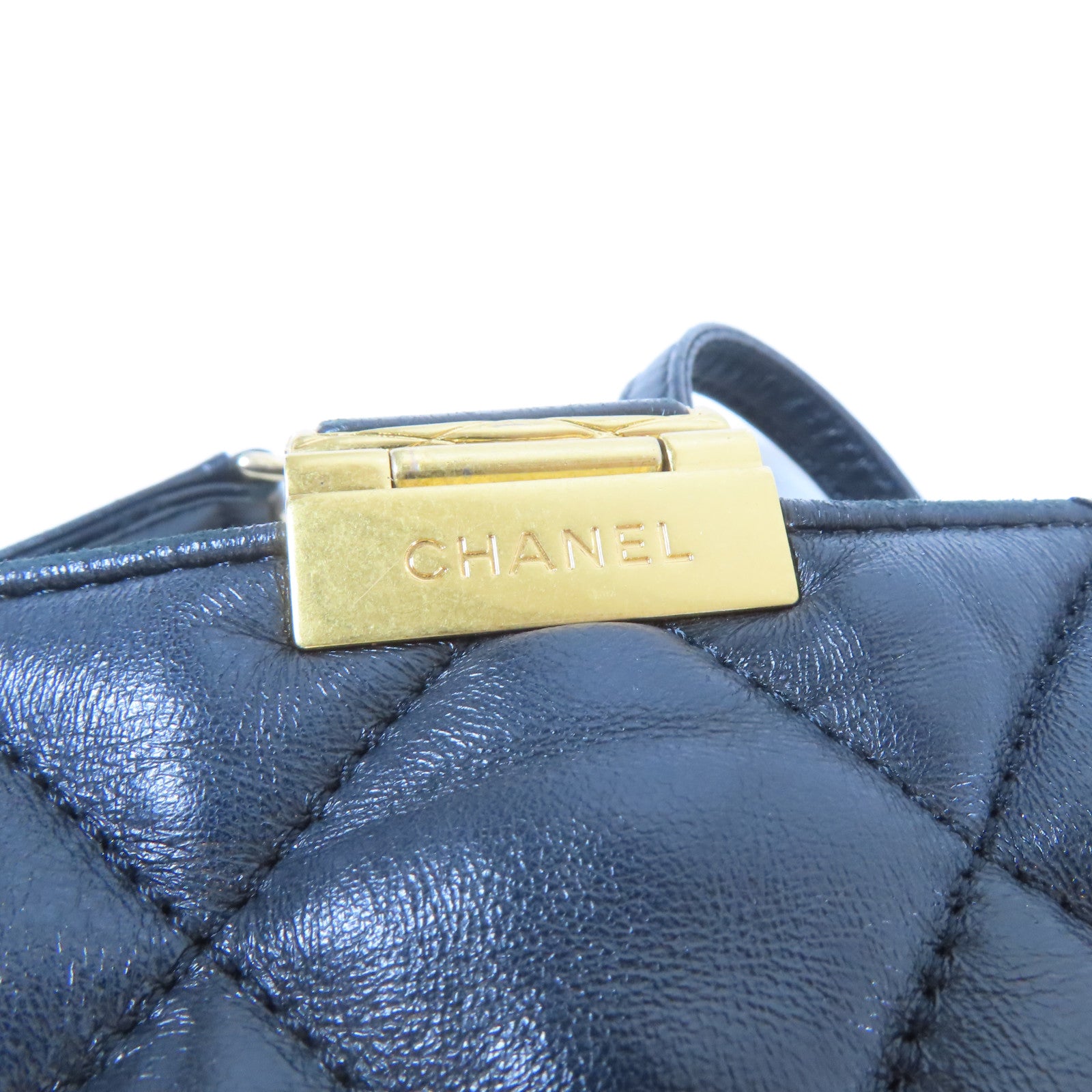 CHANEL 【激減優惠】菱格羊皮皮革Chain Shoulder Bag金扣鏈帶肩背袋深藍色