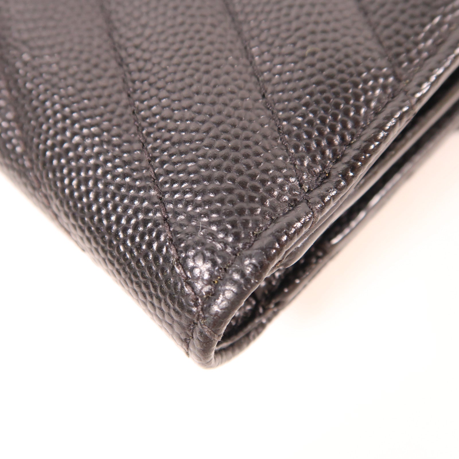 YVES SAINT LAURENT 皮革Tri-Fold Wallet金扣錢包黑色