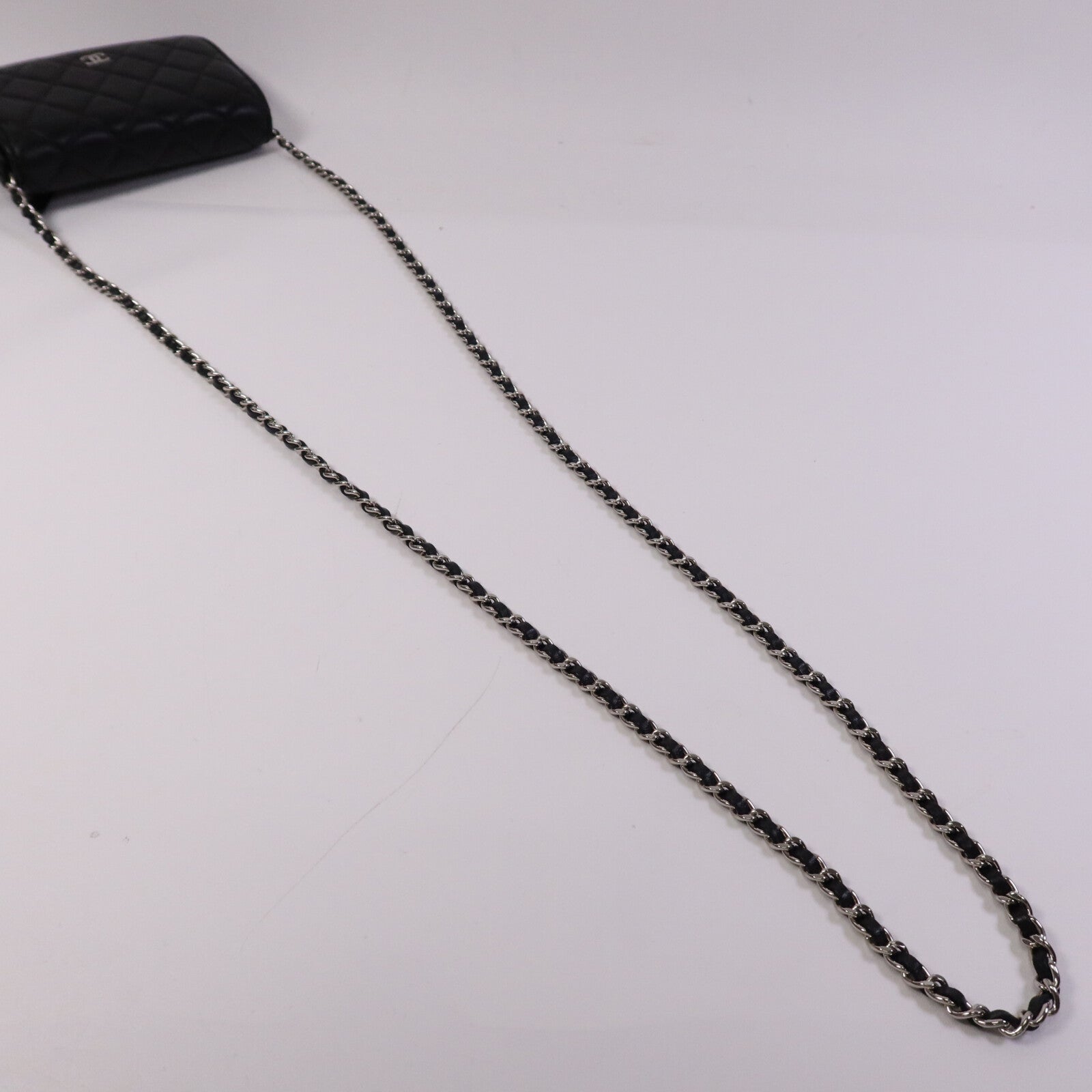 CHANEL 羊皮皮革Mini Wallet On Chain銀扣鏈帶肩背袋