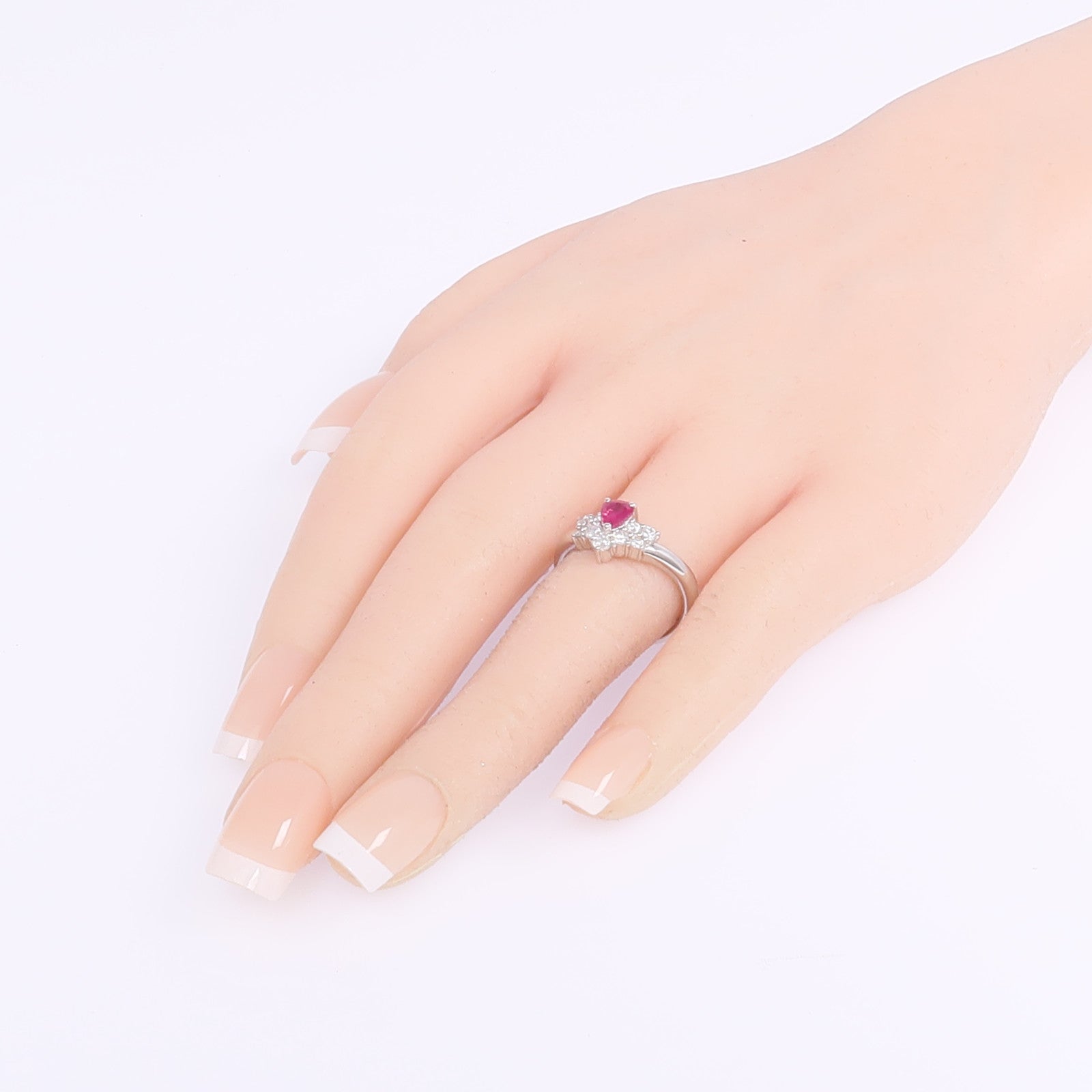 JEWELRY 【激減優惠】PT900鉑金Ruby Diamond Ring紅寶石/鑽石戒指US#6.25