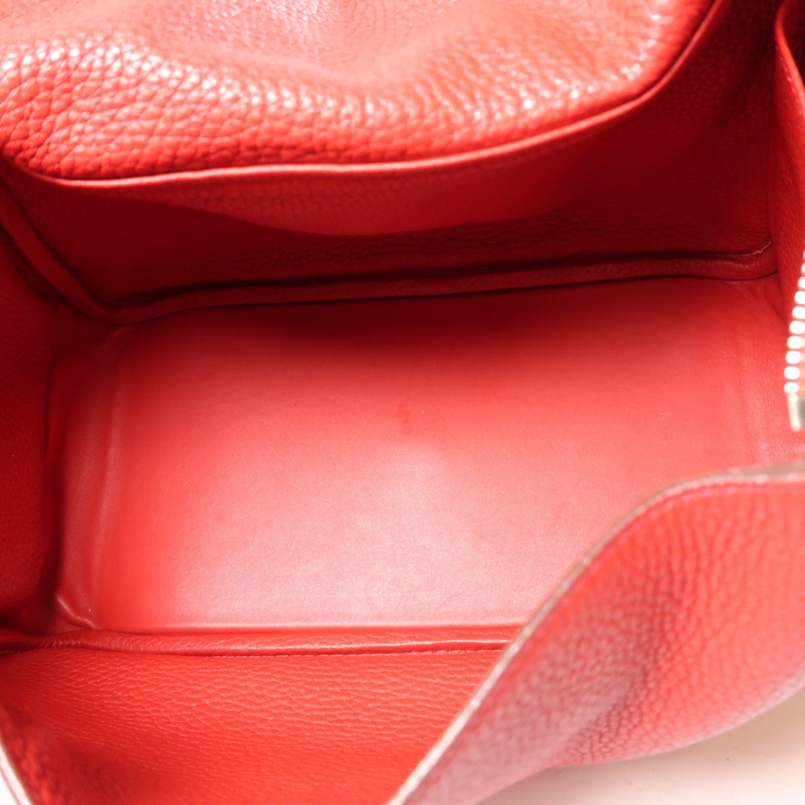 HERMES Clemence皮革Lindy 30銀扣手挽肩背兩用袋Rouge Casaque紅色