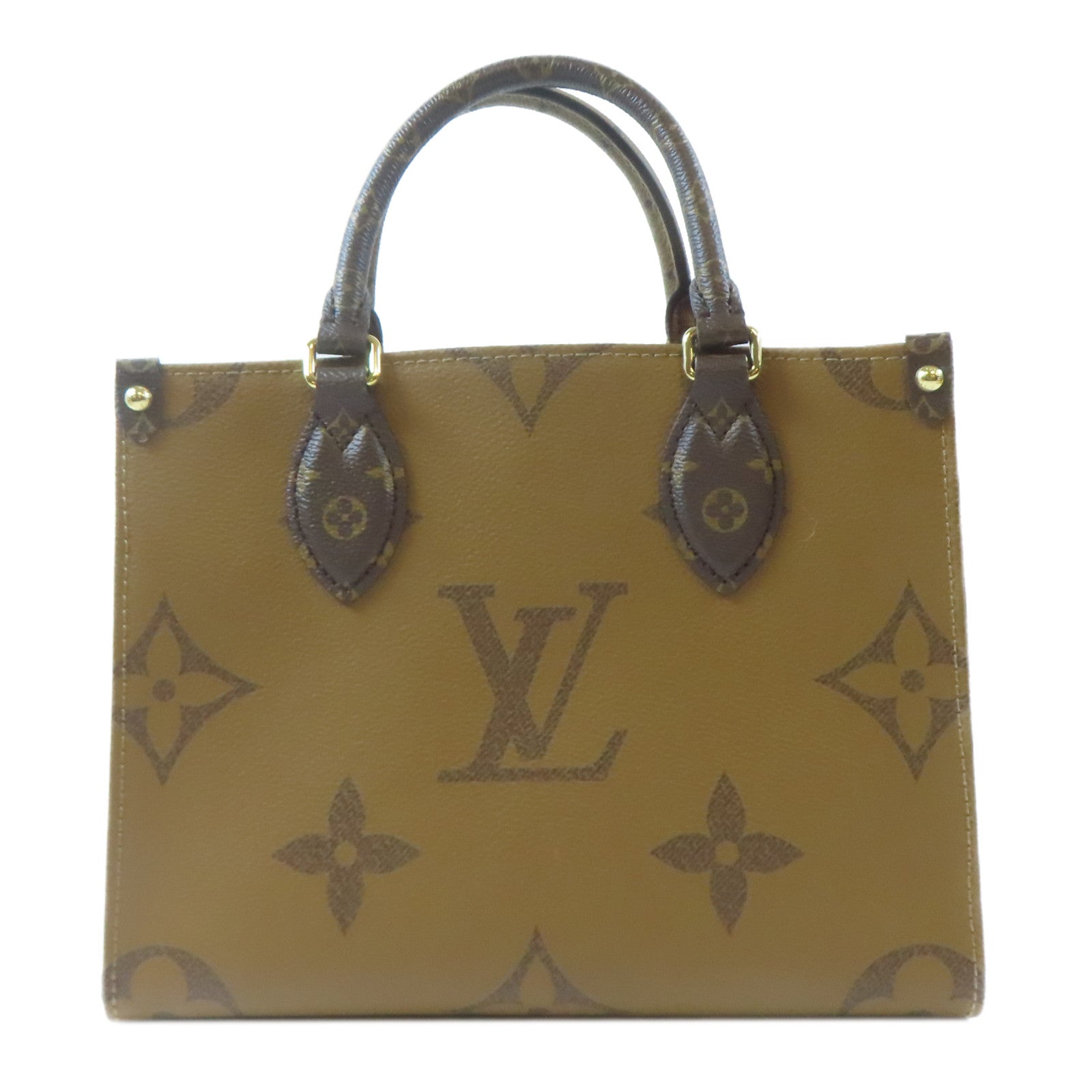 LOUIS VUITTON Monogram On The Go PM金扣手挽肩背兩用袋啡色