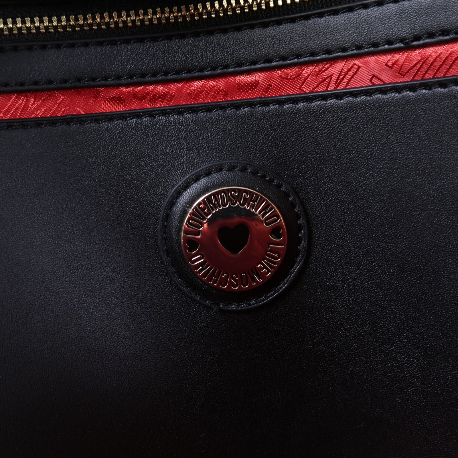 MOSCHINO 皮革Love Moschino Backpack金扣背包黑色