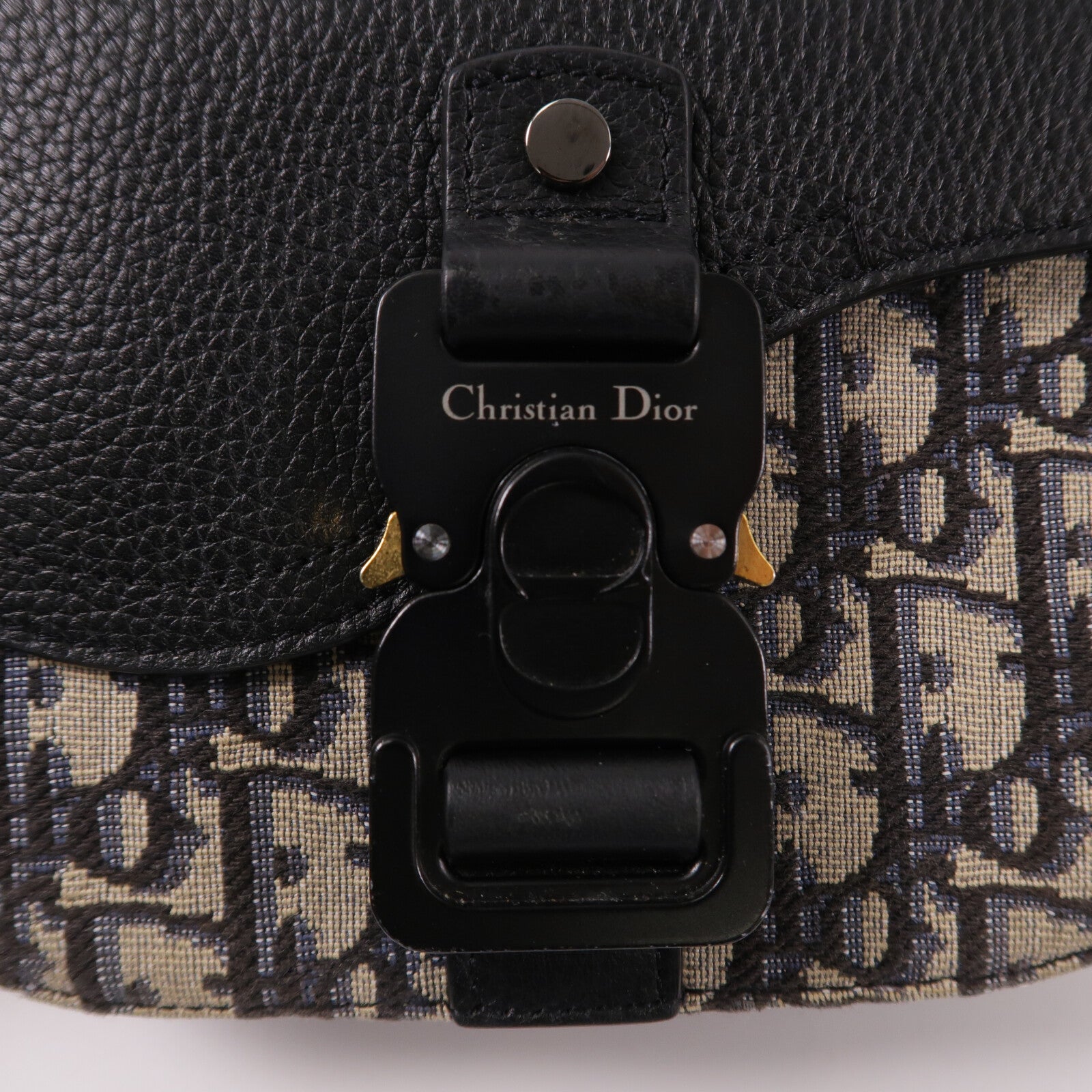 Dior 帆布/牛皮皮革Mini Saddle Messenger Bag with Flap肩背袋