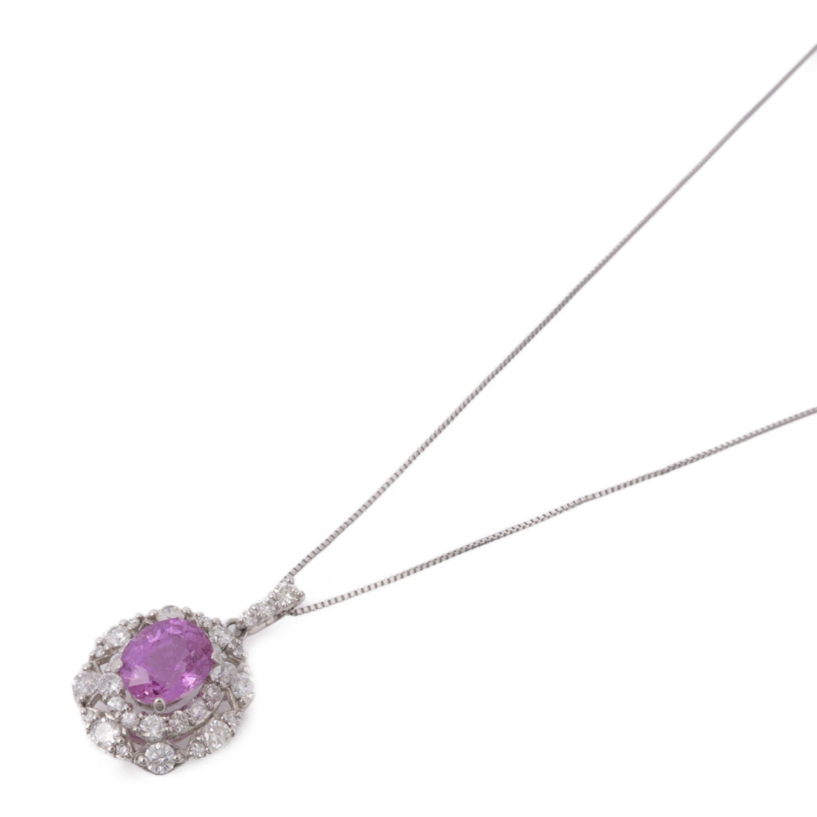 JEWELRY 鉑金Sapphire Diamond Necklace粉紅藍寶石/鑽石項鍊