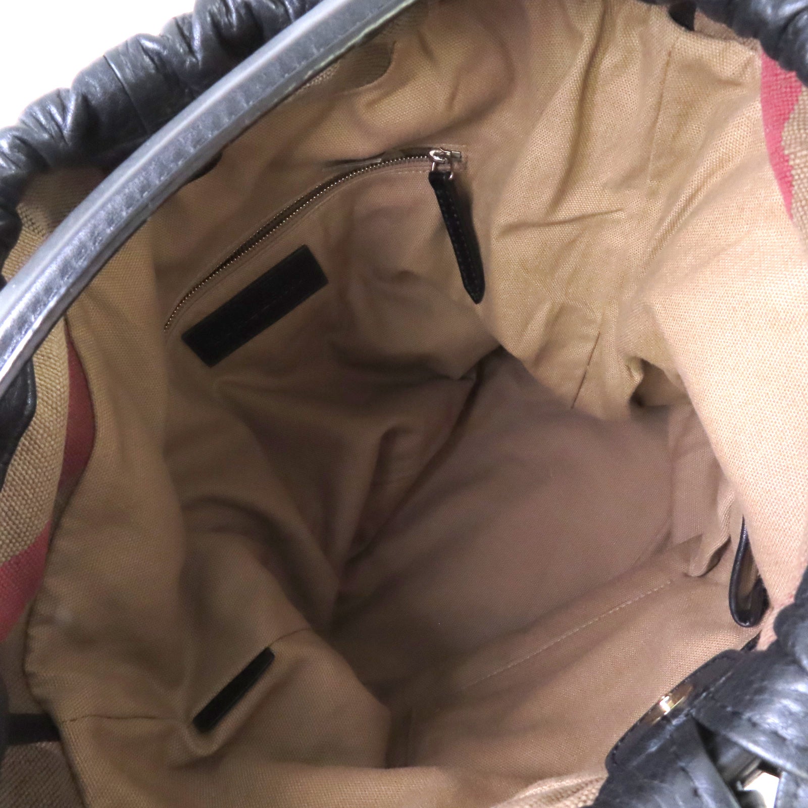 BURBERRY 【激減優惠】牛皮皮革Bucket 2Way Bag銀扣手挽肩背兩用袋黑色