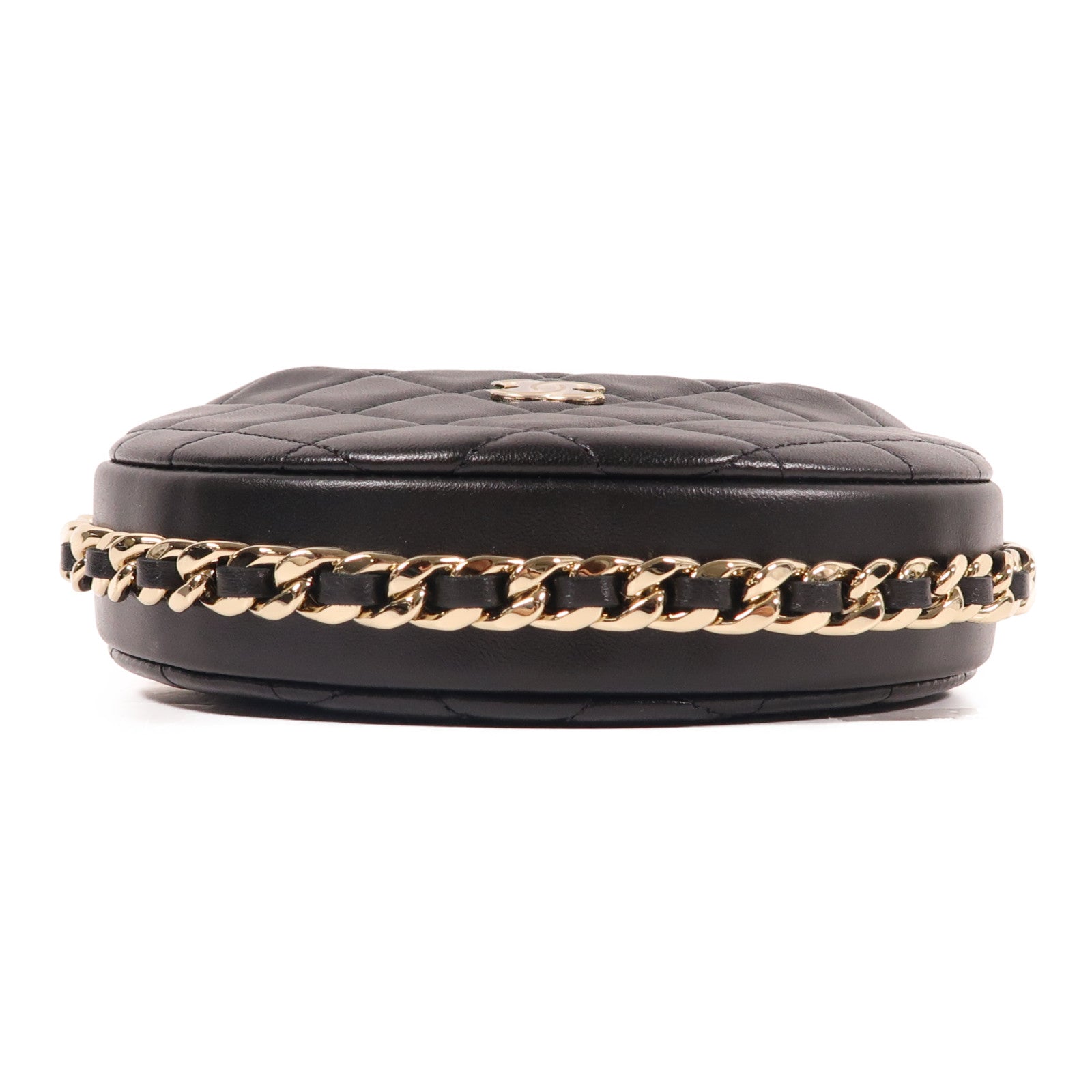 CHANEL 羊皮皮革Mini Bag Pouch銀扣手拿包黑色